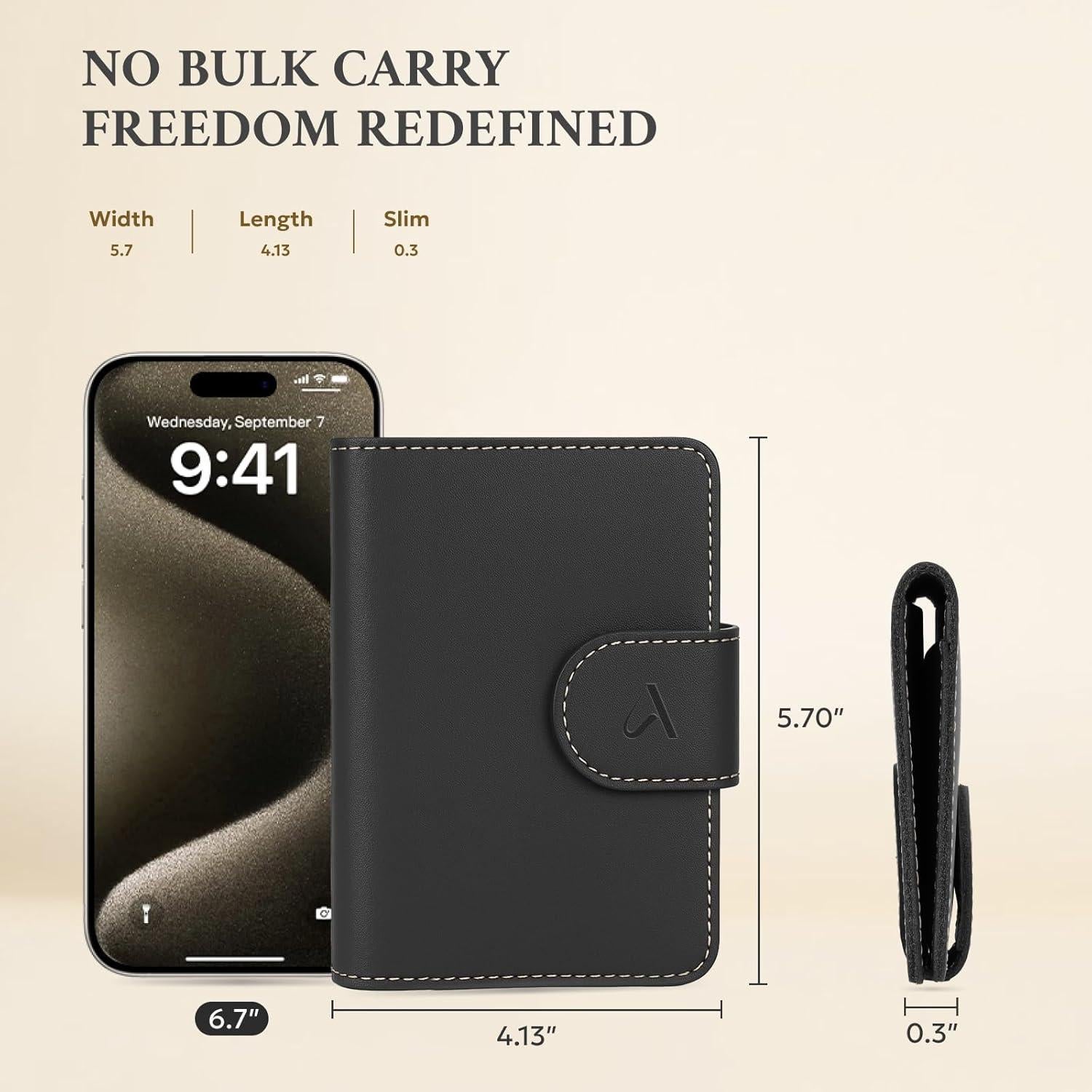 Porta Pasaporte ALLIVE de Cuero Genuino con Bloqueo RFID Negro