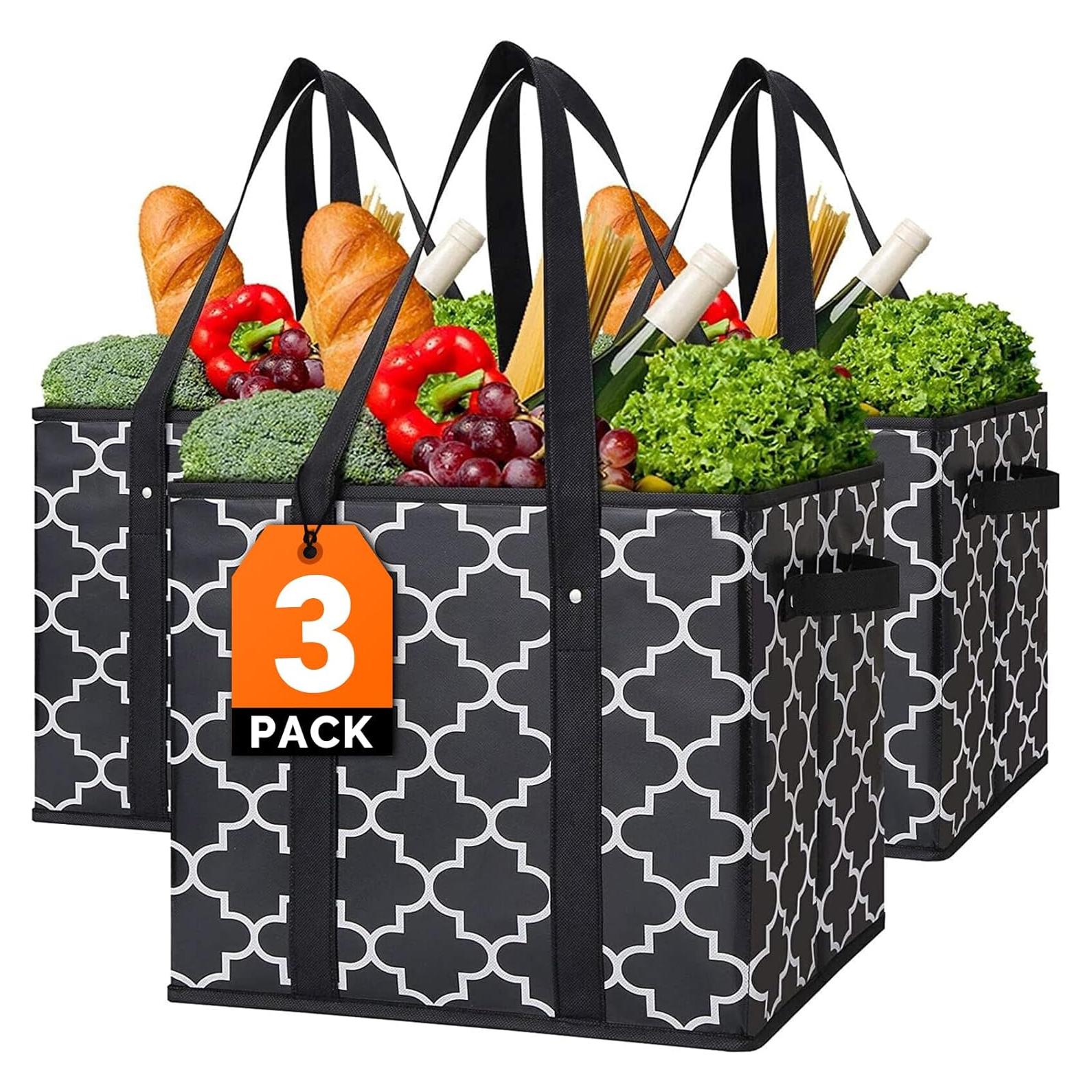 Bolsas de Compras Reutilizables WiseLife 3-Pack Plegables 15 kg