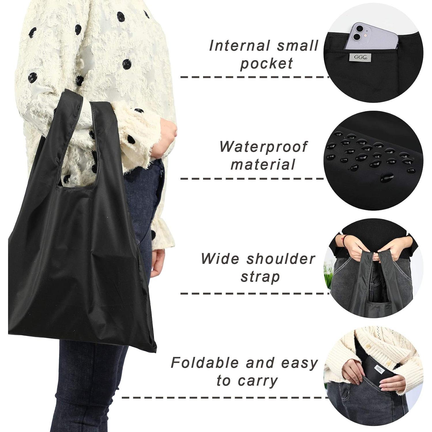 Bolsas Reutilizables Grandes CiCiGo 6 Piezas Lavables Negro