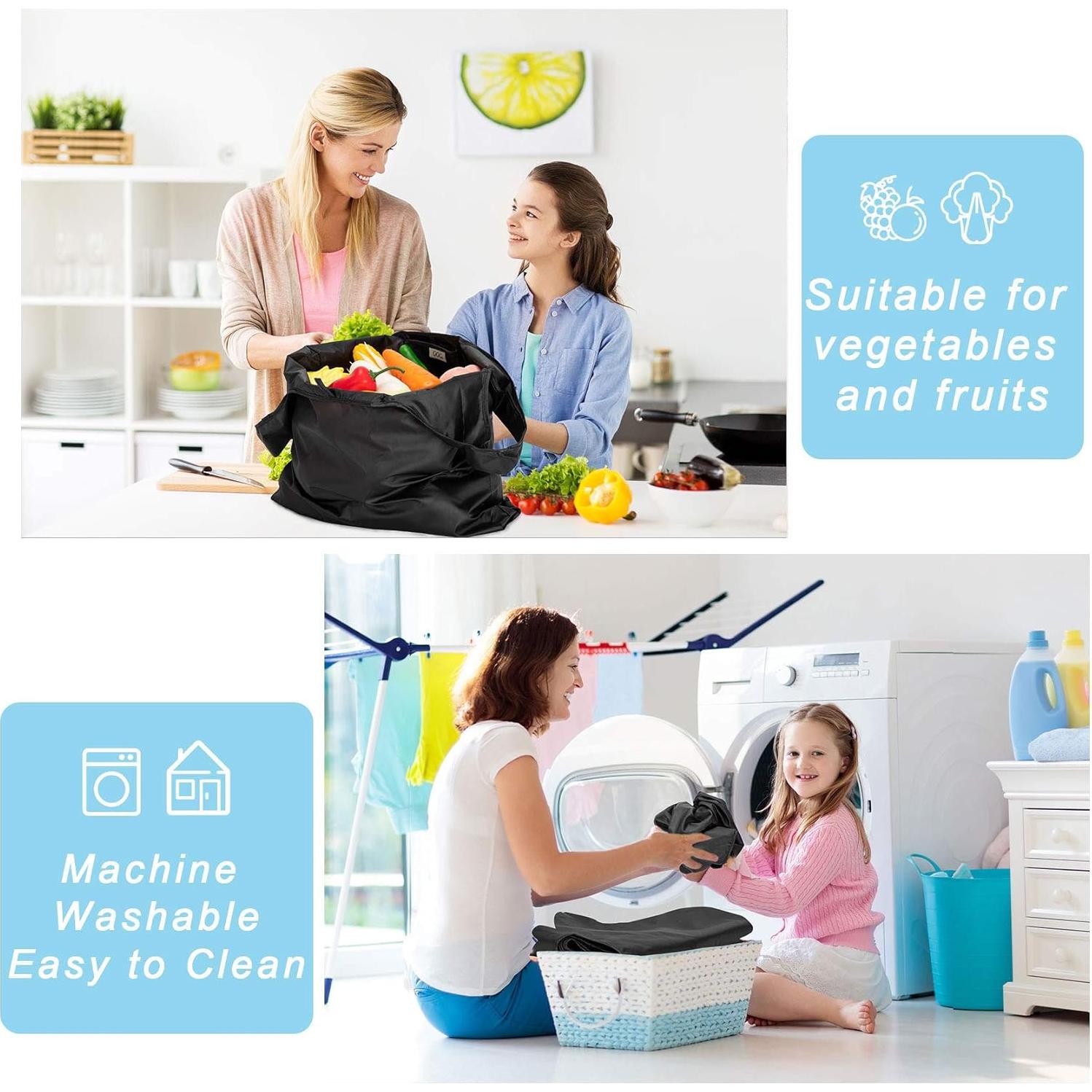 Bolsas Reutilizables Grandes CiCiGo 6 Piezas Lavables Negro