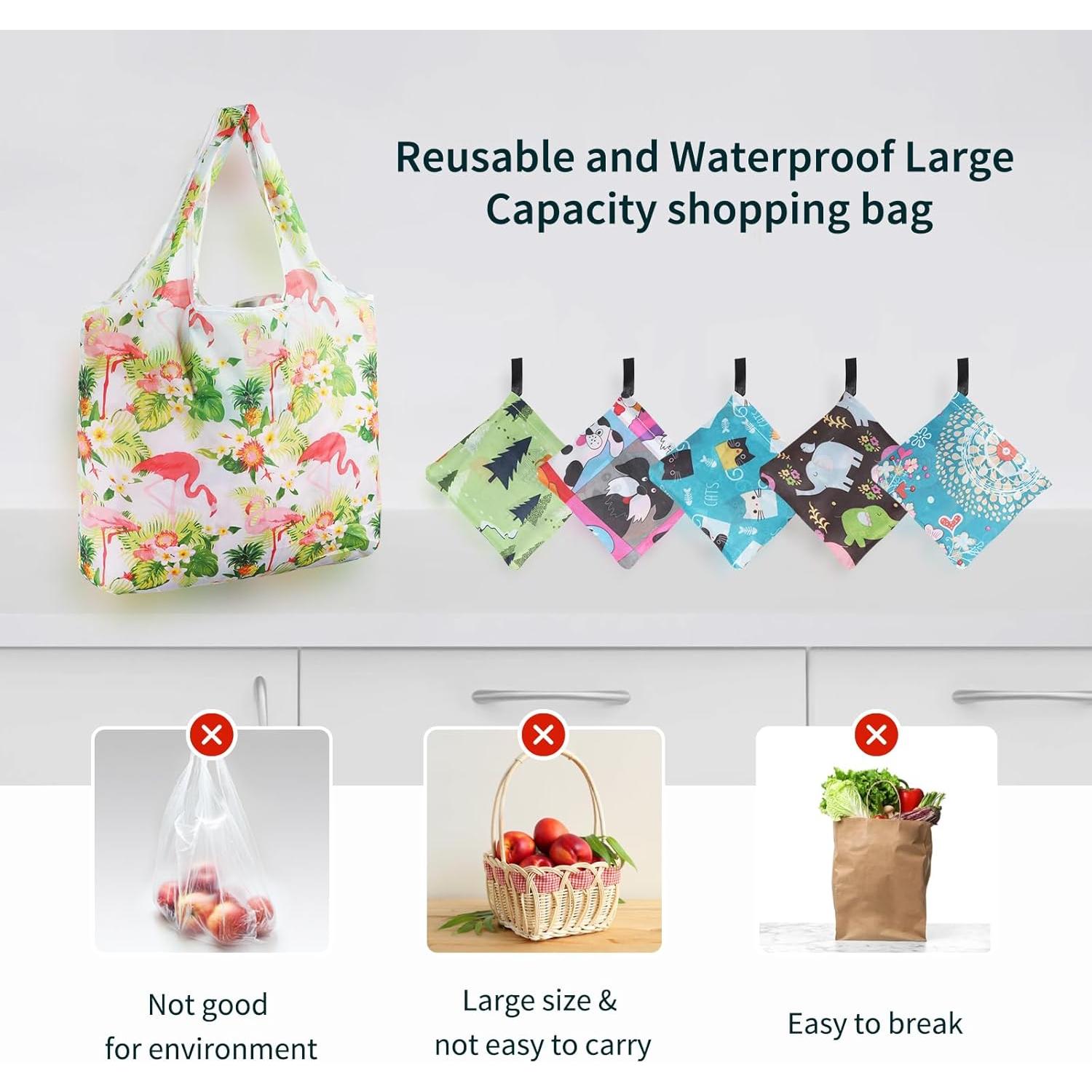 Bolsas de Compras Reutilizables SZUAH 6 Piezas 22.68 kg Capacidad