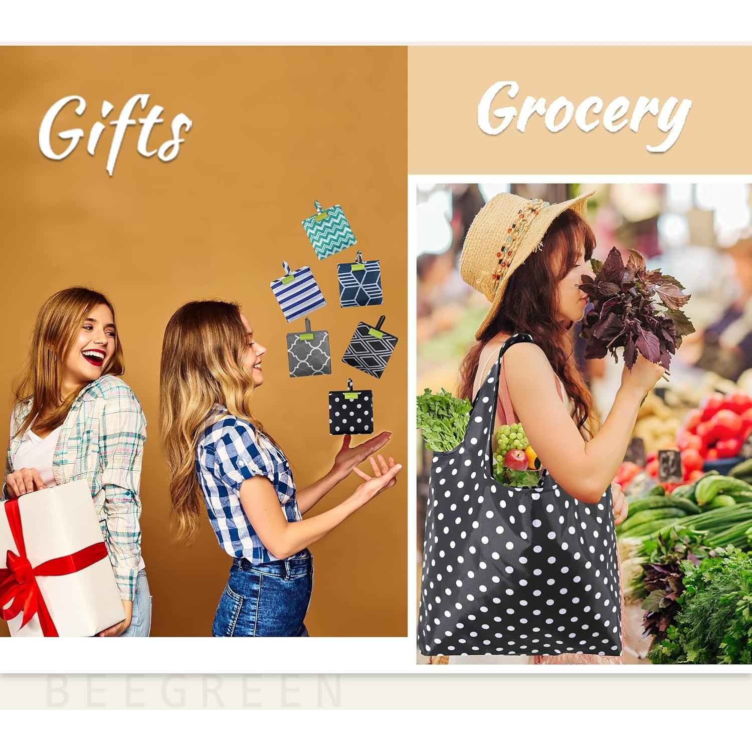 BeeGreen Bolsas de Compras Reutilizables Plegables - 6 Unidades 22.68 kg