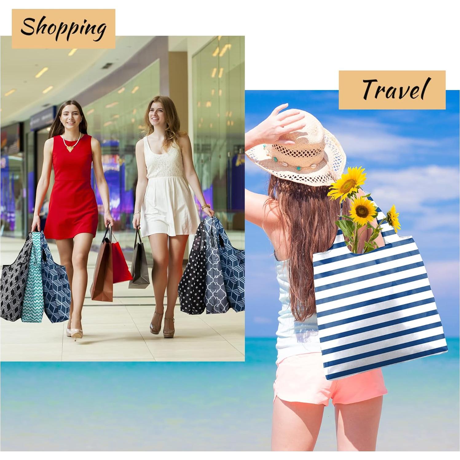 BeeGreen Bolsas de Compras Reutilizables Plegables - 6 Unidades 22.68 kg