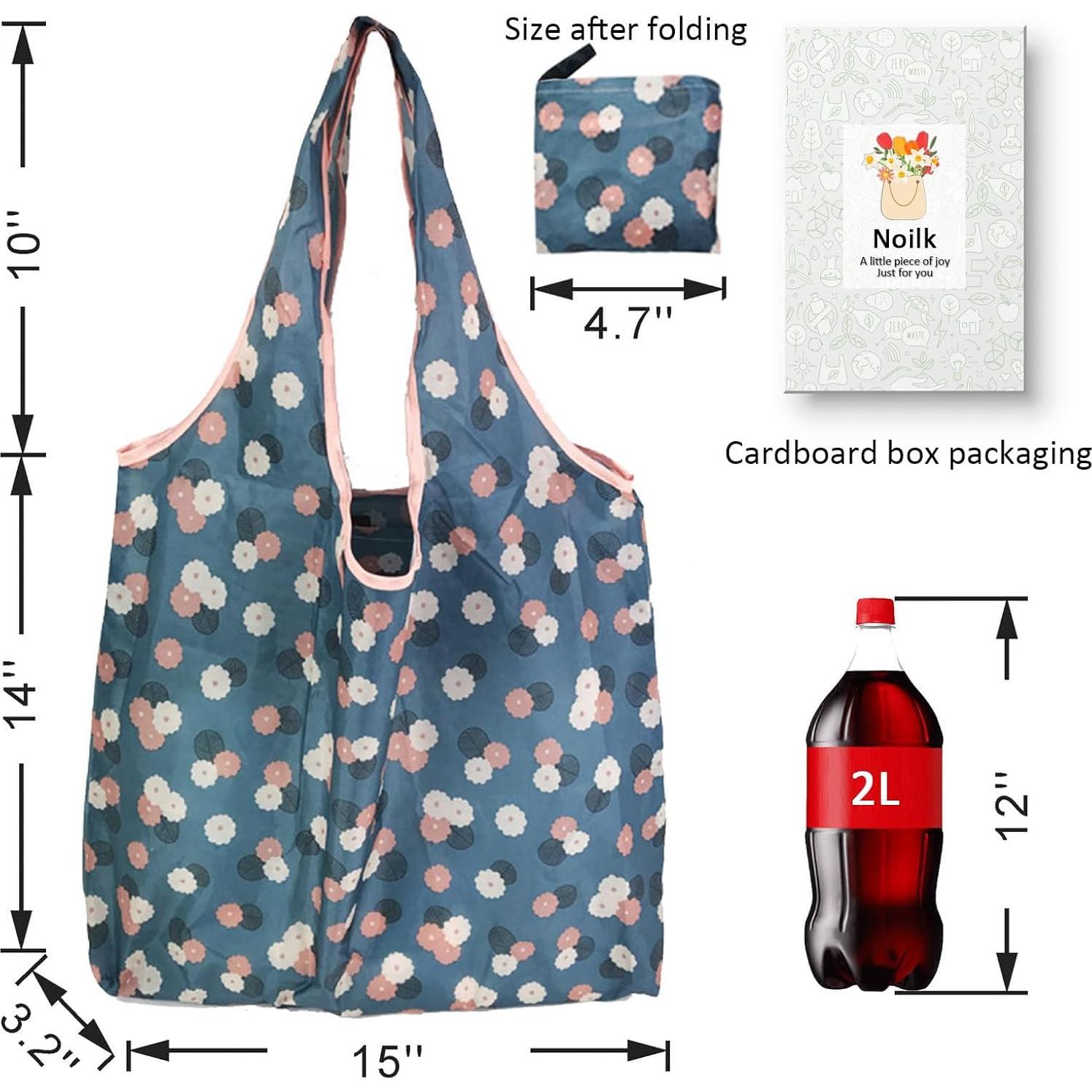 Bolsas de Compras Reutilizables Noilk 6 Piezas 22.68Kg Plegables