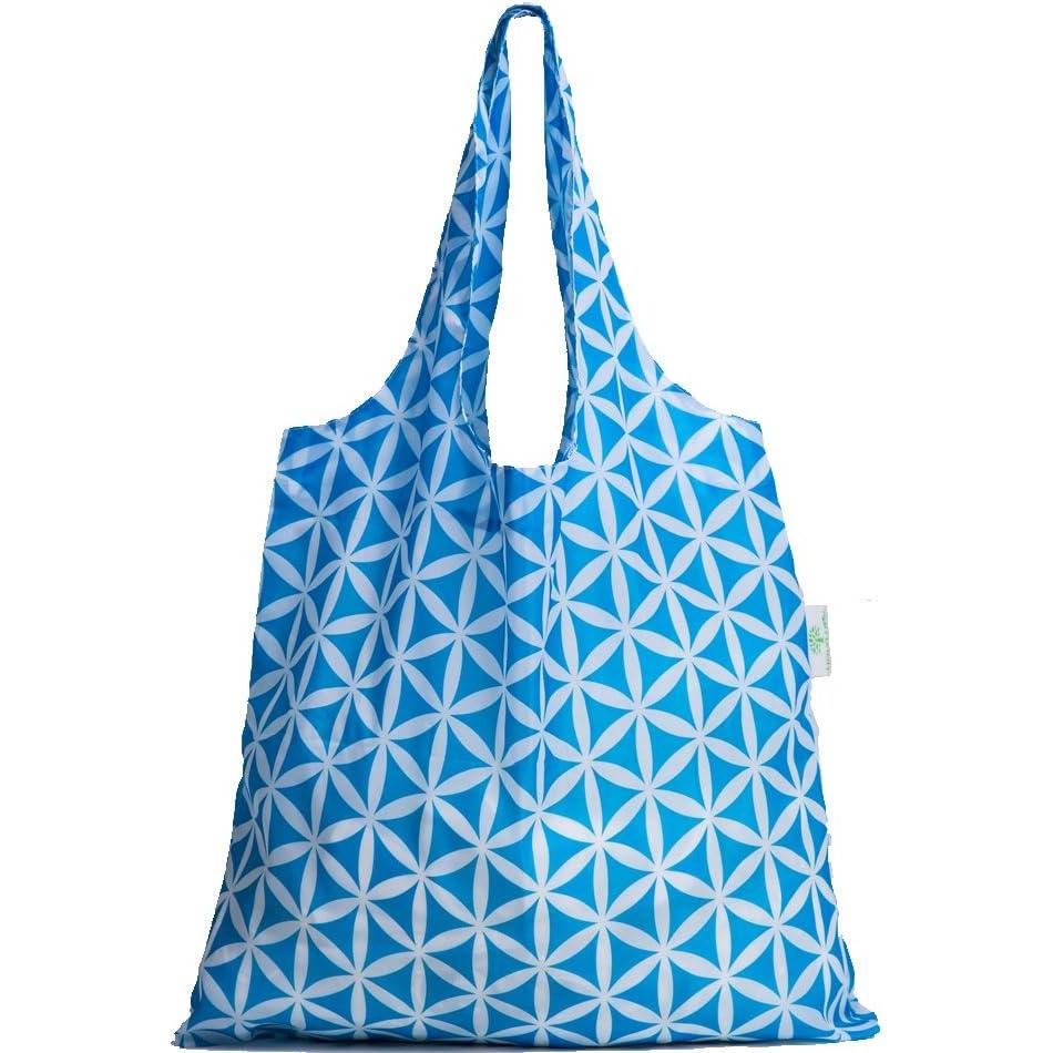 Bolsas de Compras Reutilizables HOLYLUCK Plegables 3 Flores Azules