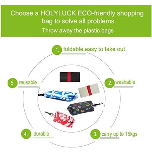 Bolsas de Compras Reutilizables HOLYLUCK Plegables 3 Flores Azules