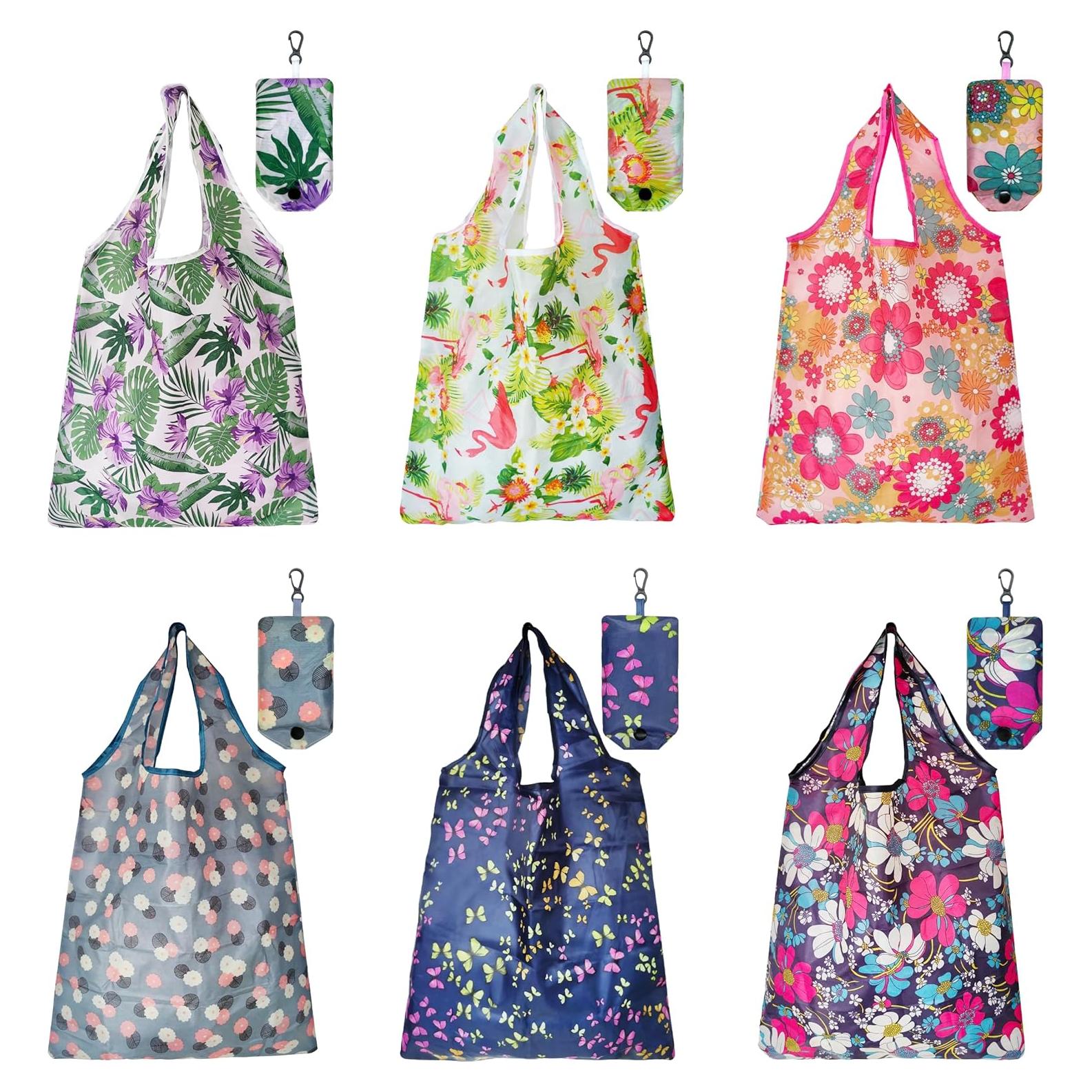 6 Bolsas de Compras Reutilizables HIQU Ecológicas Plegables 58x38cm