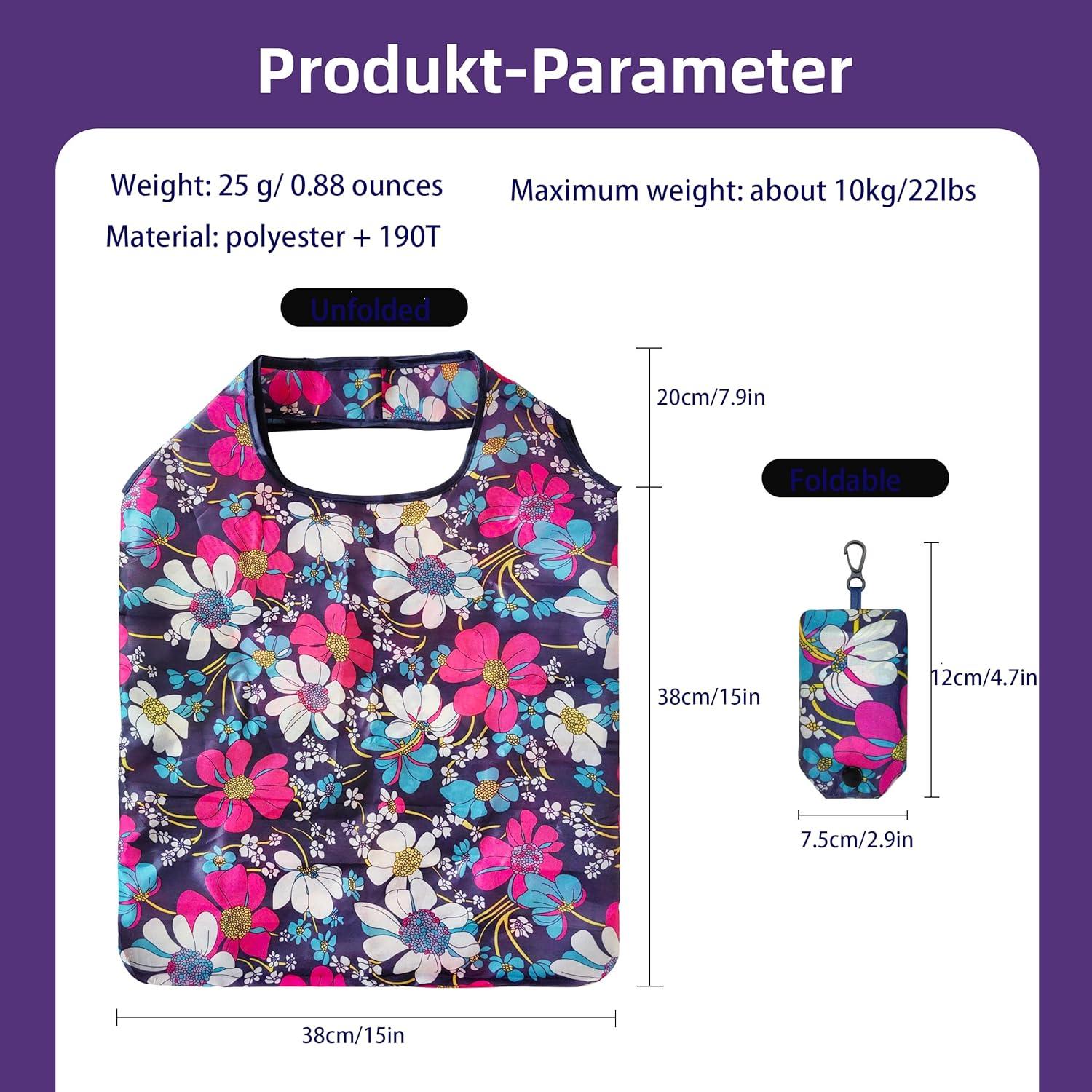 6 Bolsas de Compras Reutilizables HIQU Ecológicas Plegables 58x38cm