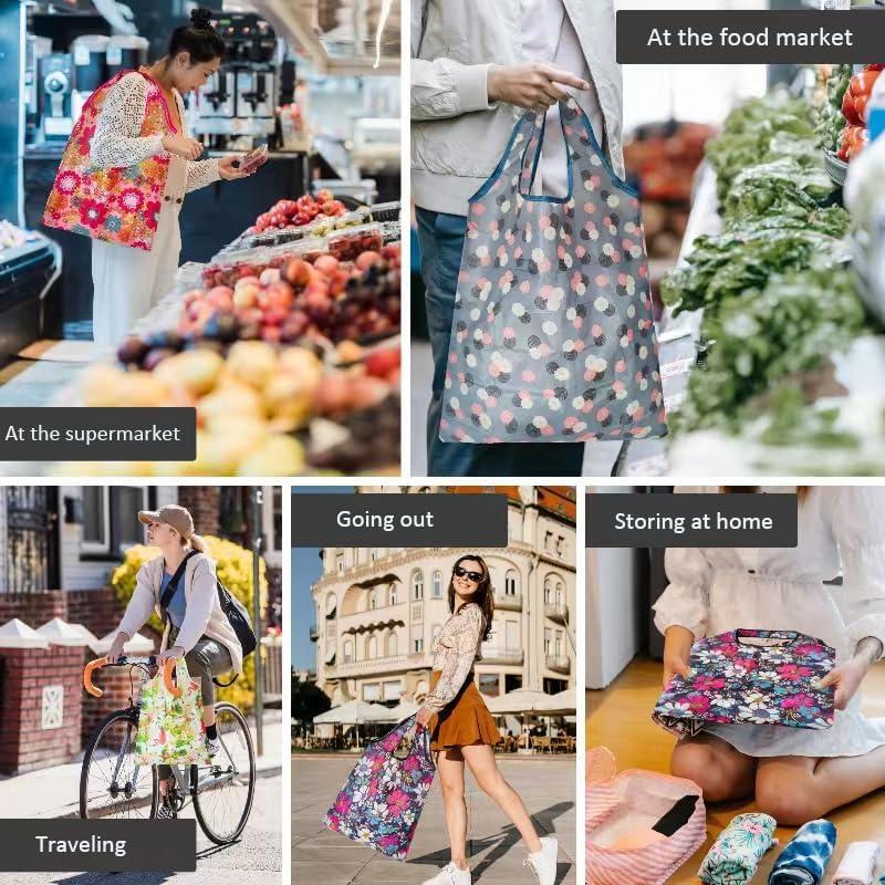 6 Bolsas de Compras Reutilizables HIQU Ecológicas Plegables 58x38cm