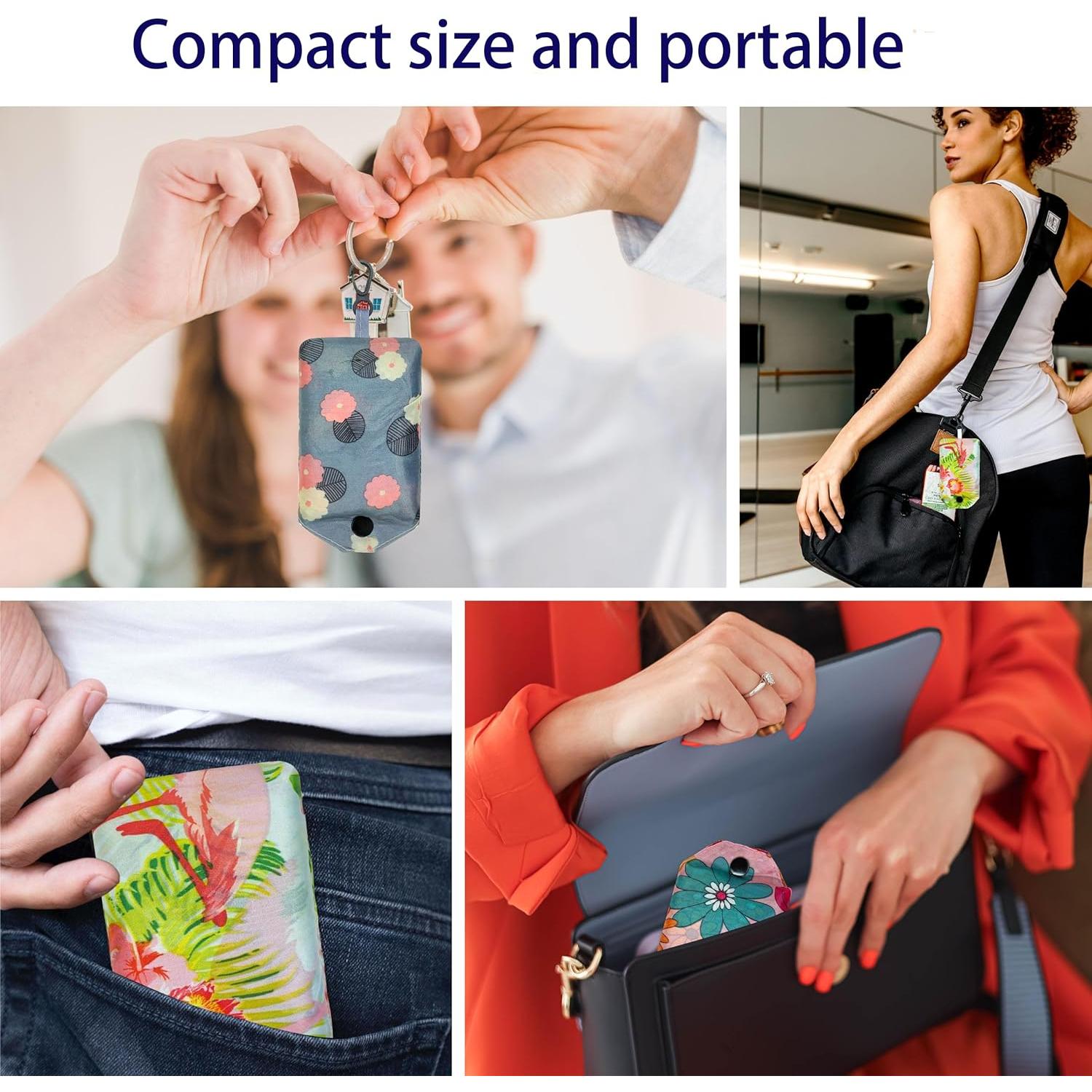 6 Bolsas de Compras Reutilizables HIQU Ecológicas Plegables 58x38cm