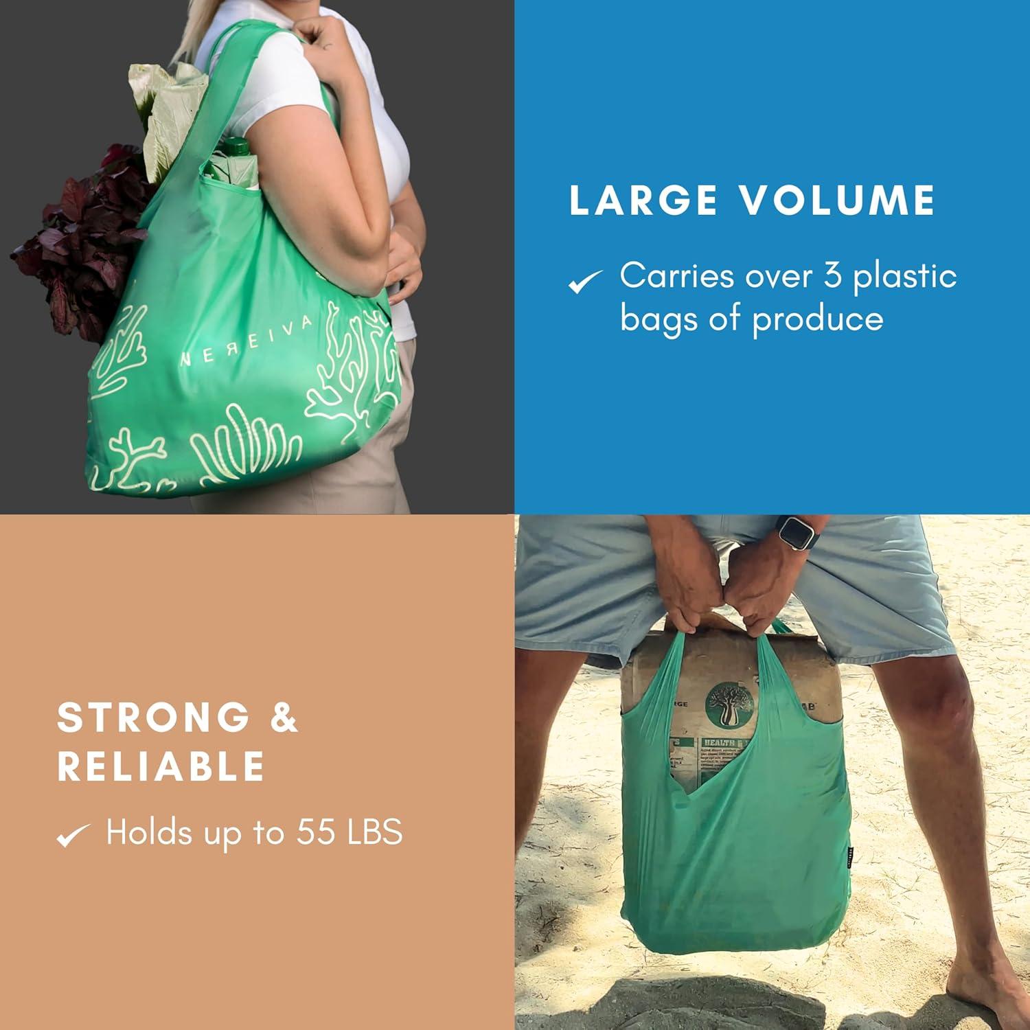 Bolsa de Compras Reutilizable Nereiva Verde Mar 25 kg Plegable