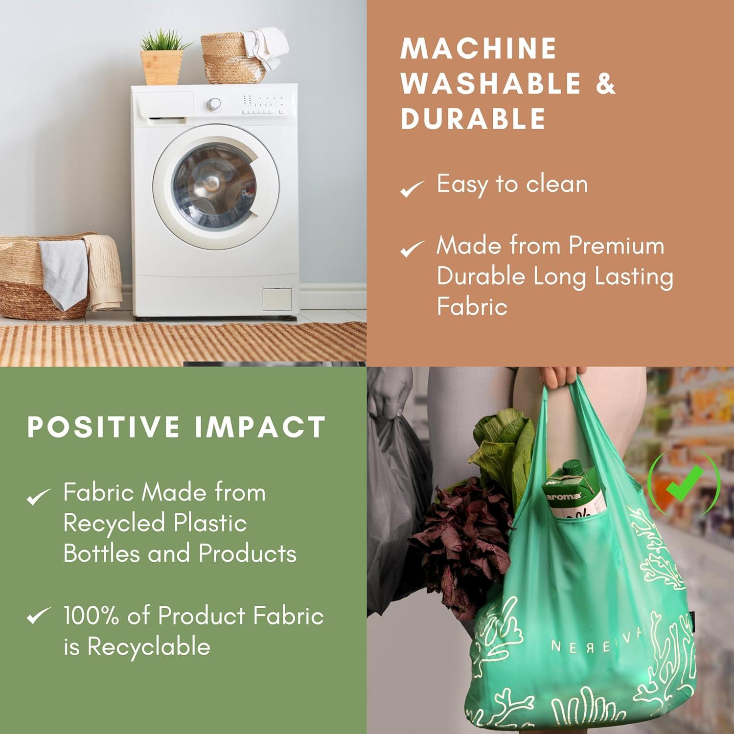 Bolsa de Compras Reutilizable Nereiva Verde Mar 25 kg Plegable