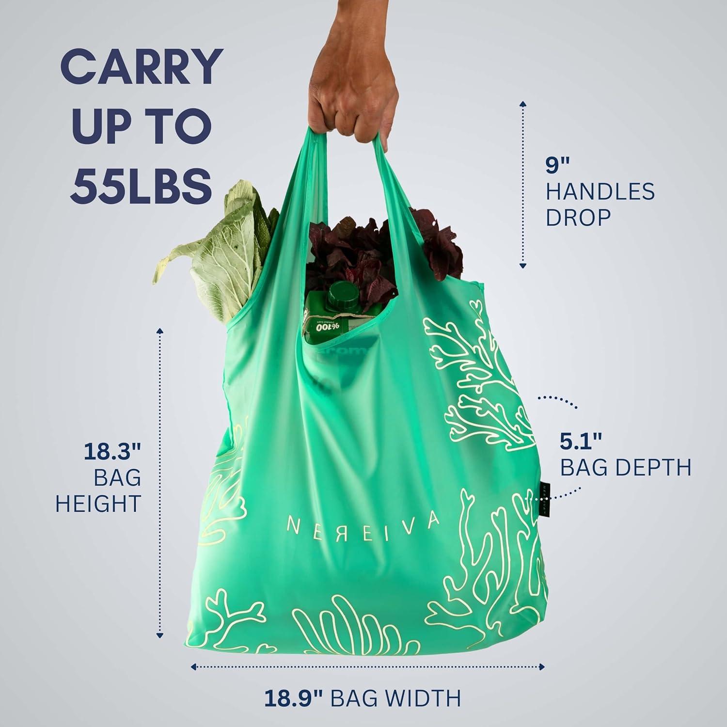Bolsa de Compras Reutilizable Nereiva Verde Mar 25 kg Plegable