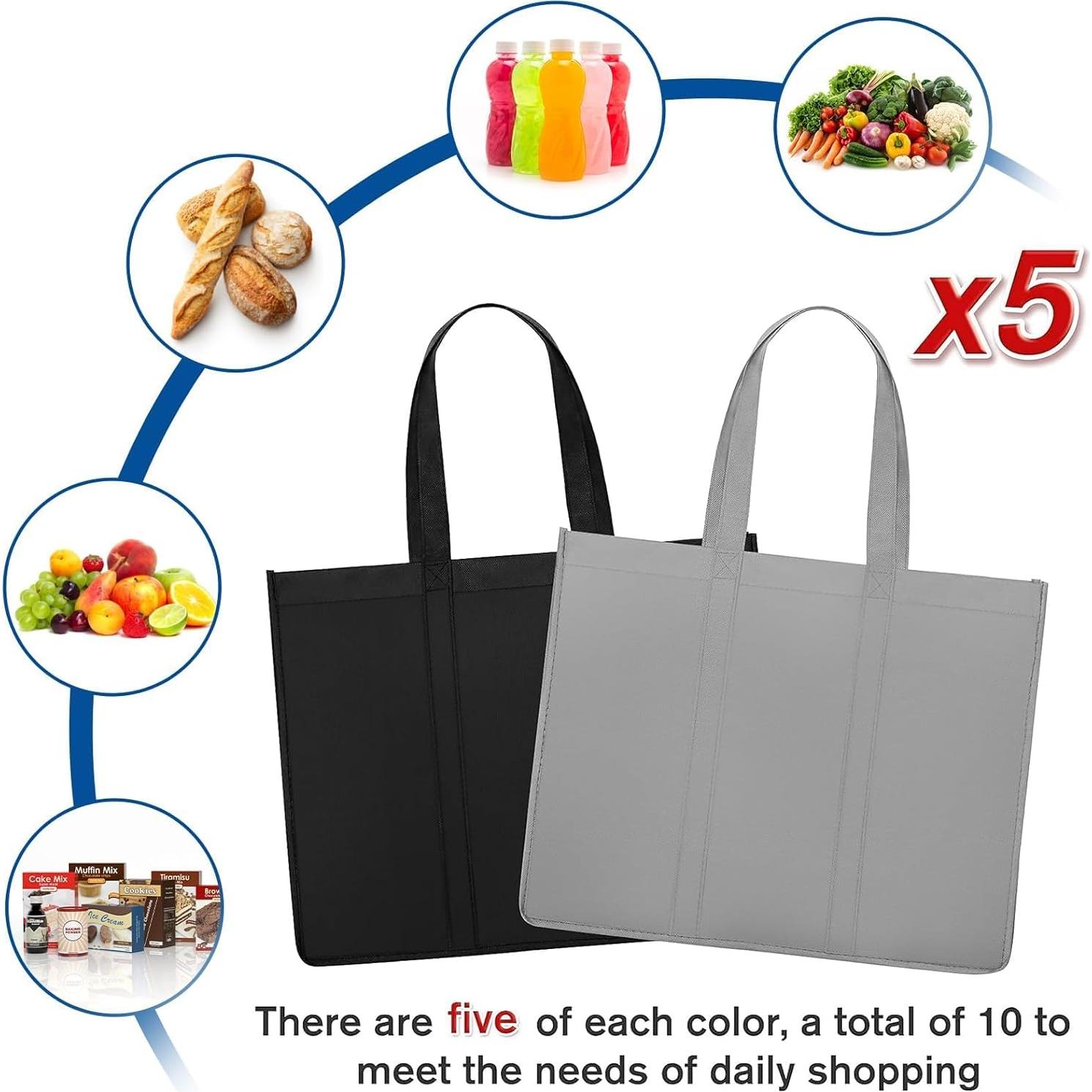 Bolsas de Compras Reutilizables WISELIFE 10 Piezas 22.68 kg