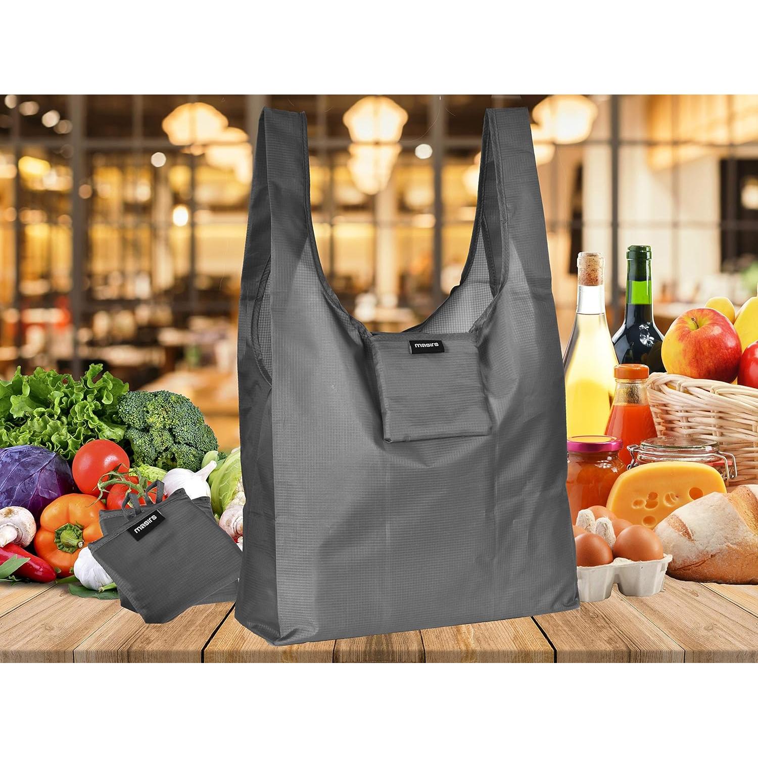 Bolsa de Compras Reutilizable Masirs 6-Pack Gris 39L x 15W x 59H cm