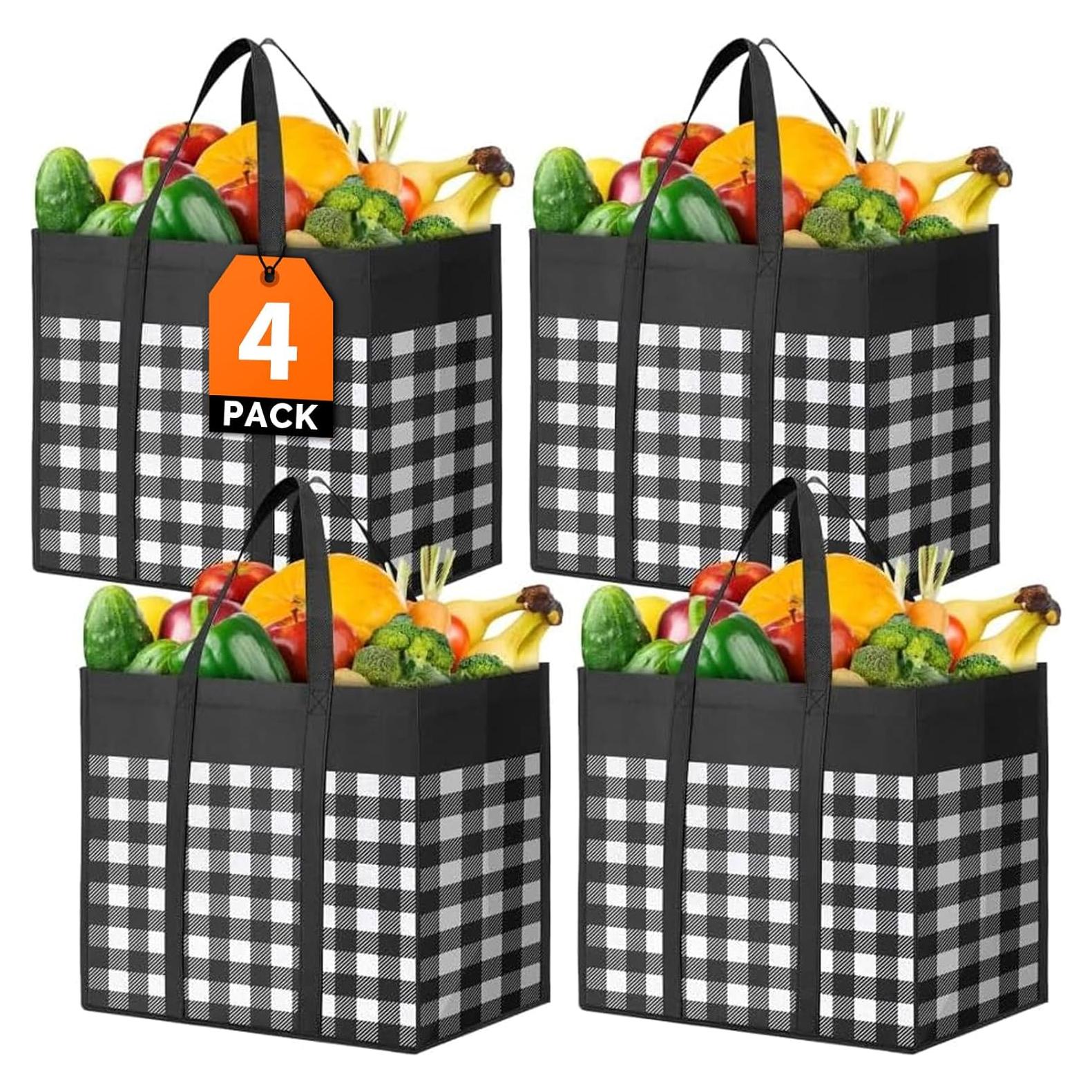 Bolsas de Compras Reutilizables WOWBOX, Paquete de 4, 35L