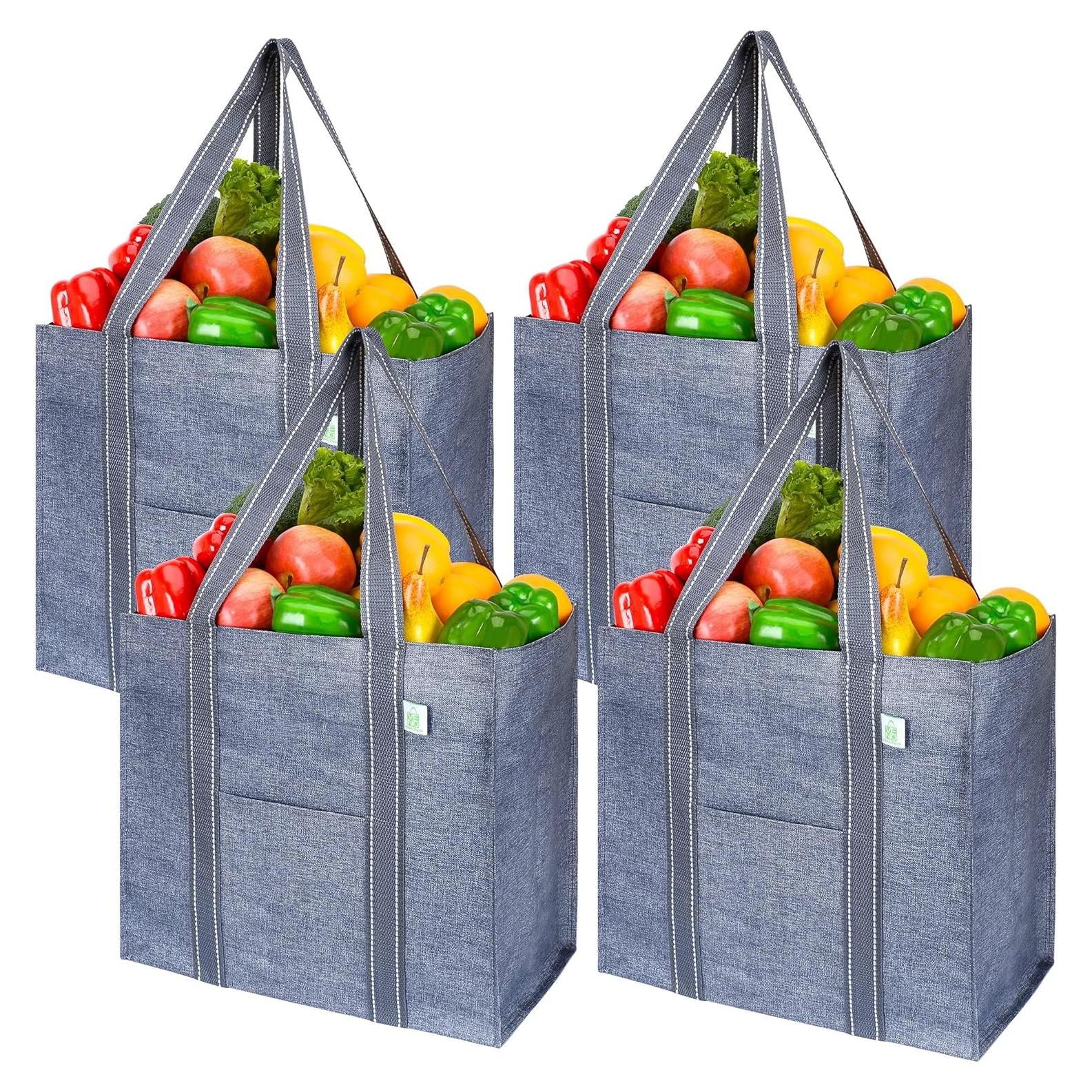Bolsas de Compras Reutilizables VENO 4 Piezas 34L Gris