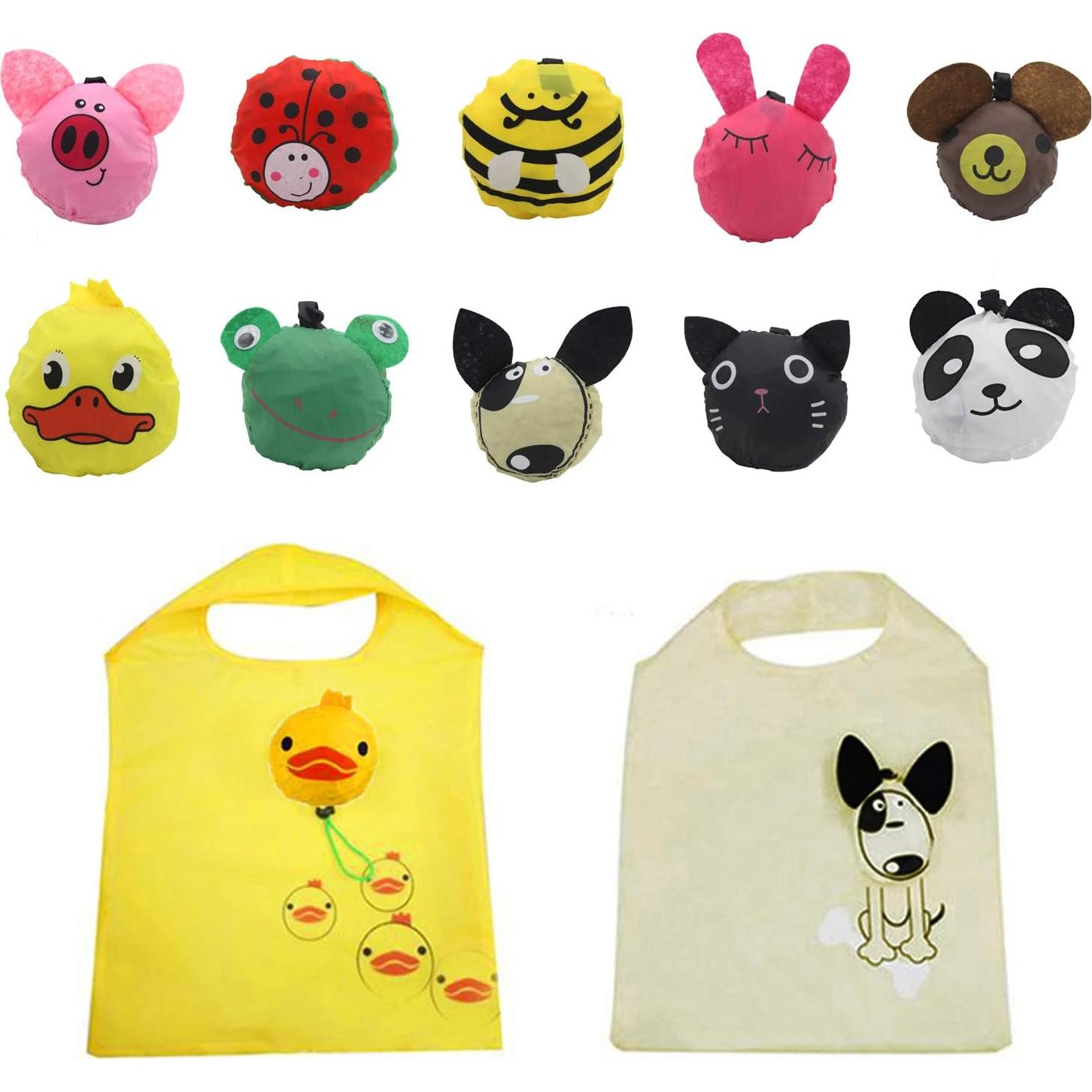 10 Bolsas de Compras Plegables Ecológicas YUYIKES Animales