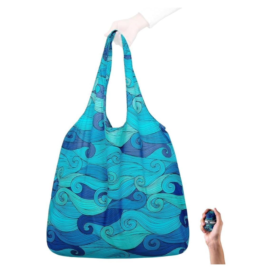 Bolsa Tote XL Nanobag Olas Azules - Ecológica y Reutilizable