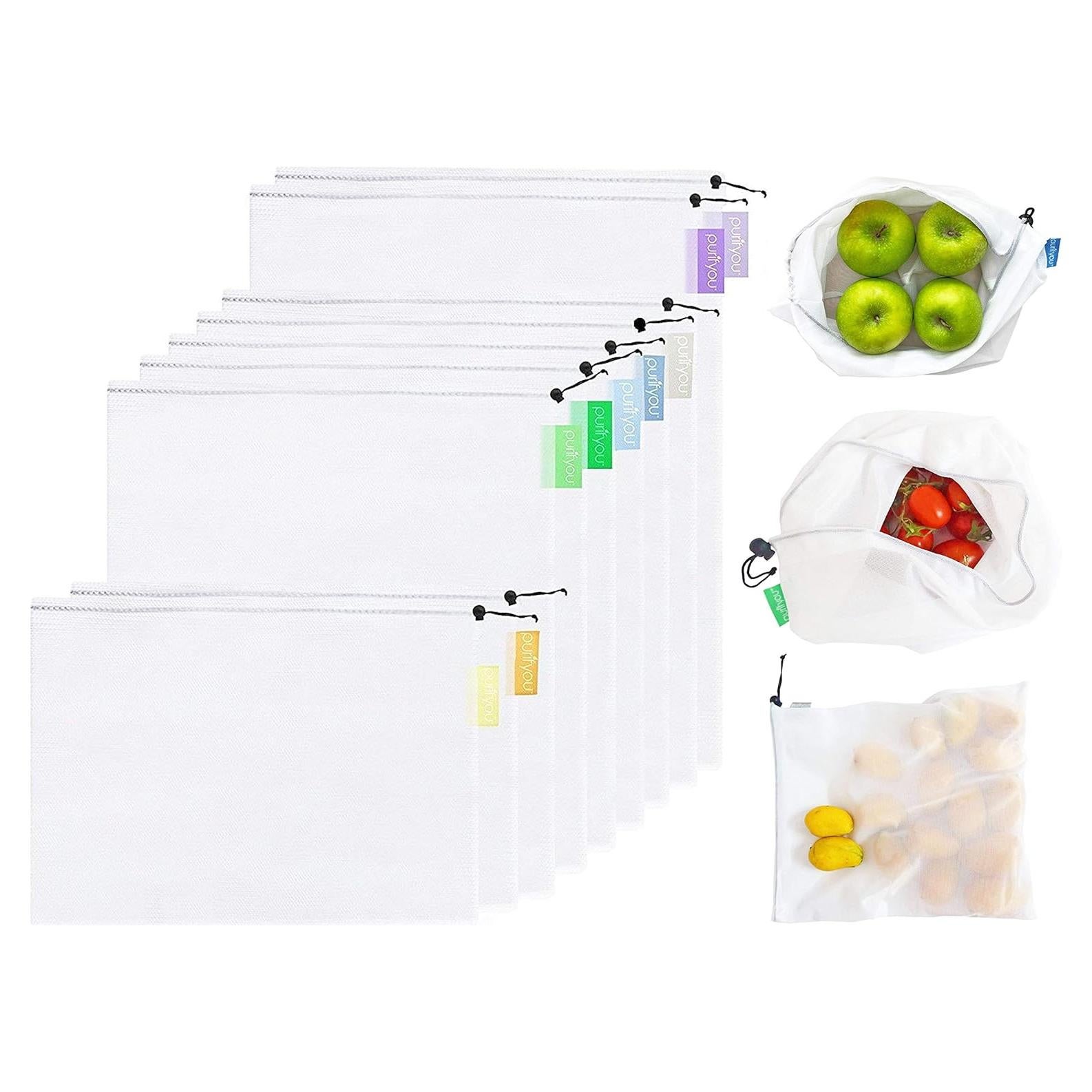 Conjunto de 9 Bolsas Reutilizables purifyou - Malla Lavable