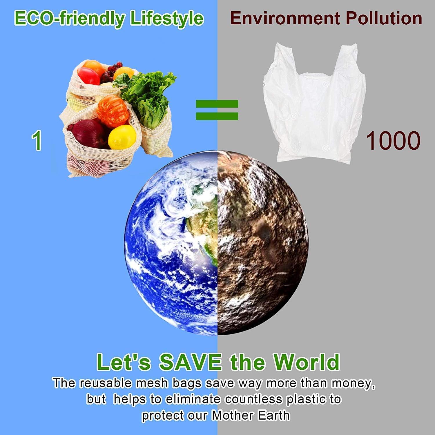 Bolsas de Compras Reutilizables KerKoor - 9 Paquetes Algodón