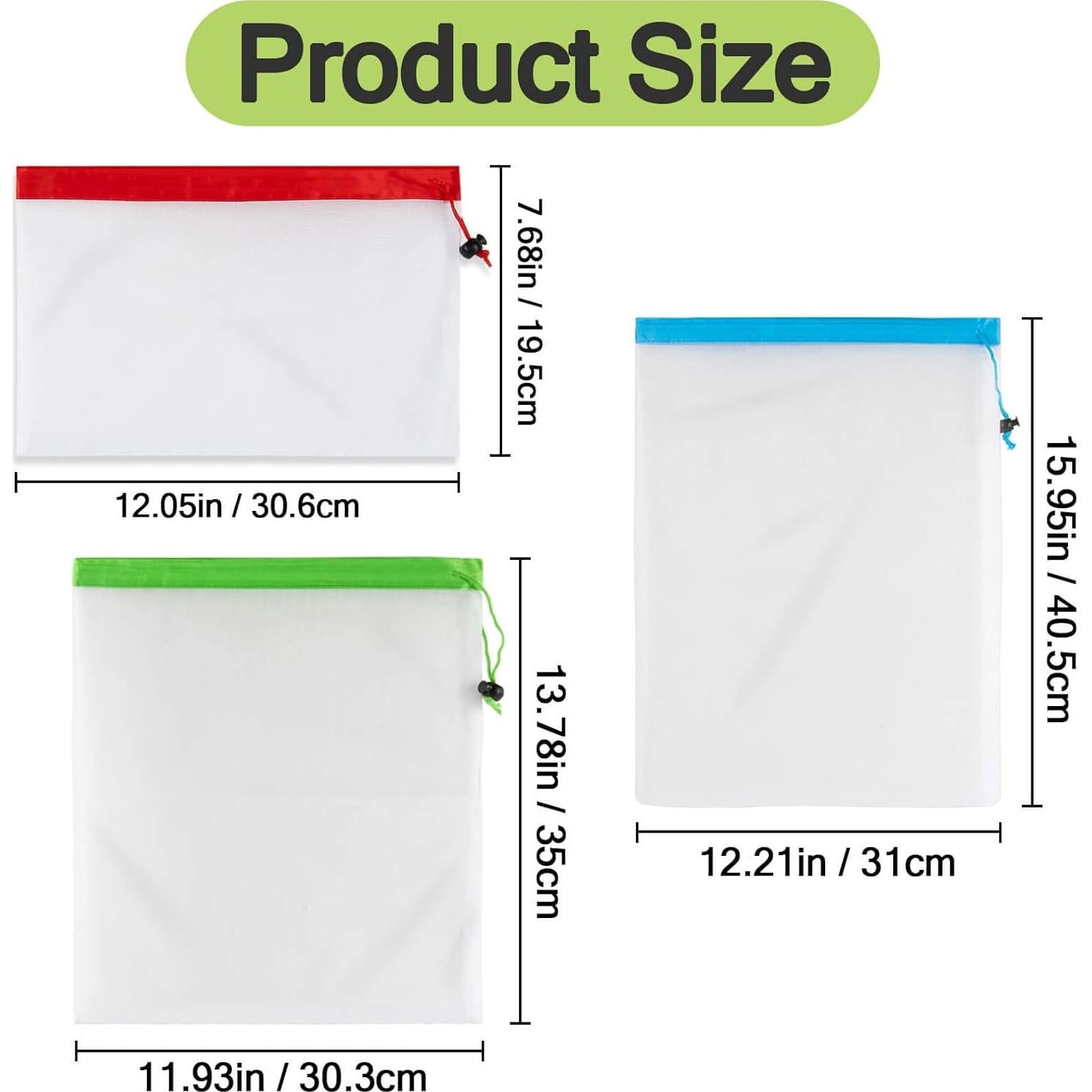 12 Bolsas Reutilizables MAQIHAN de Malla para Verduras y Frutas