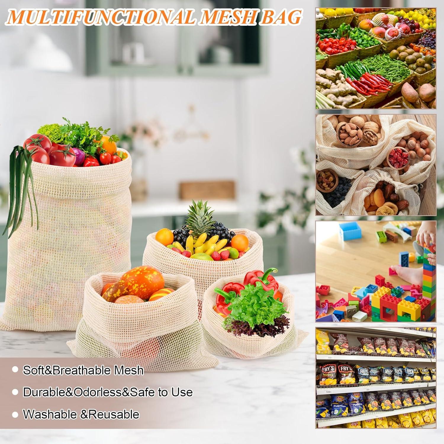 Bolsas de Producción Reutilizables PEASUG 8 Piezas Algodón