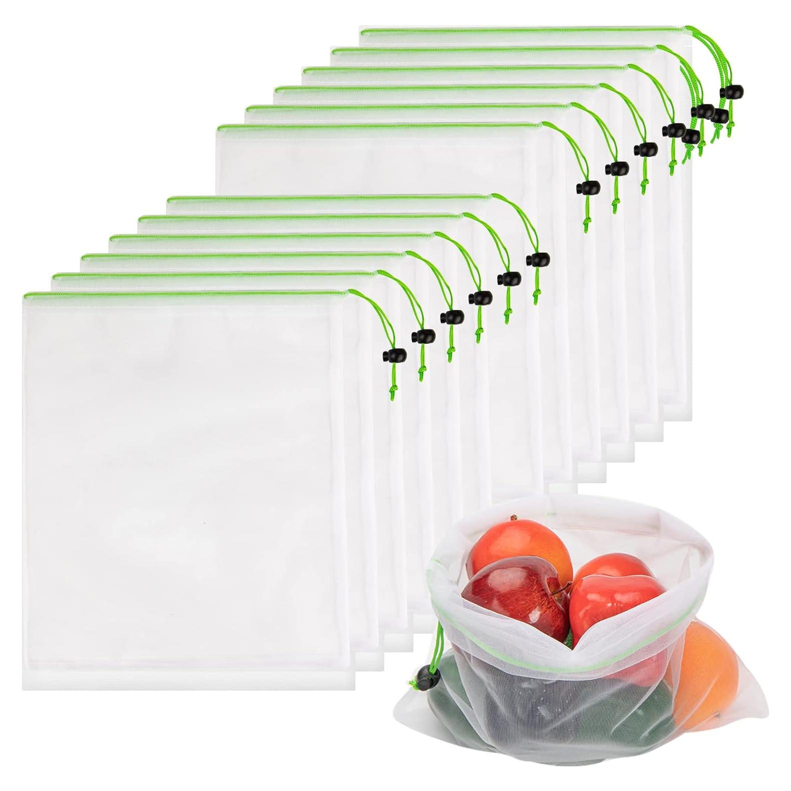 Juego de 12 Bolsas de Malla Reutilizables JSVSLTD Verde Medianas