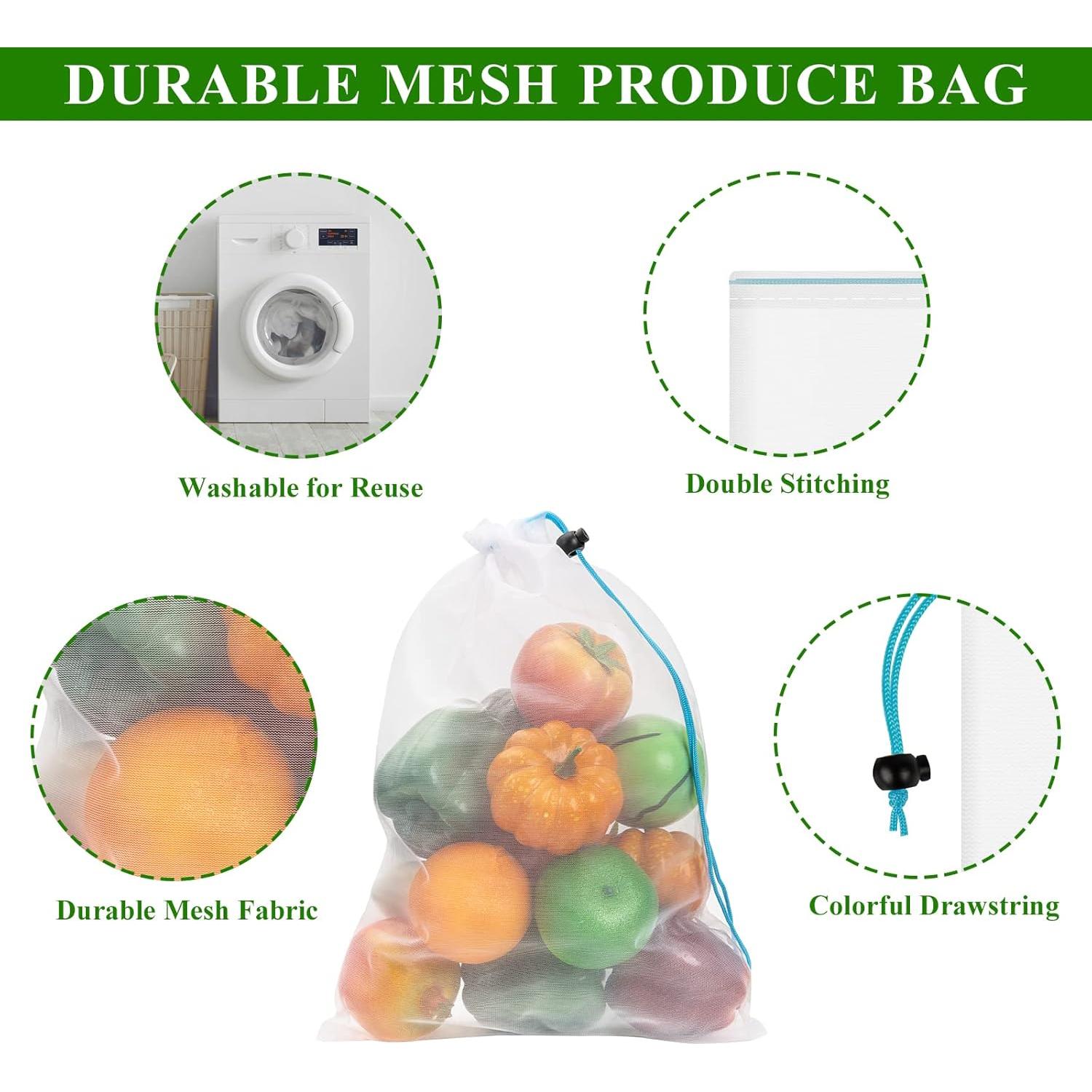 Juego de 12 Bolsas de Malla Reutilizables JSVSLTD Verde Medianas