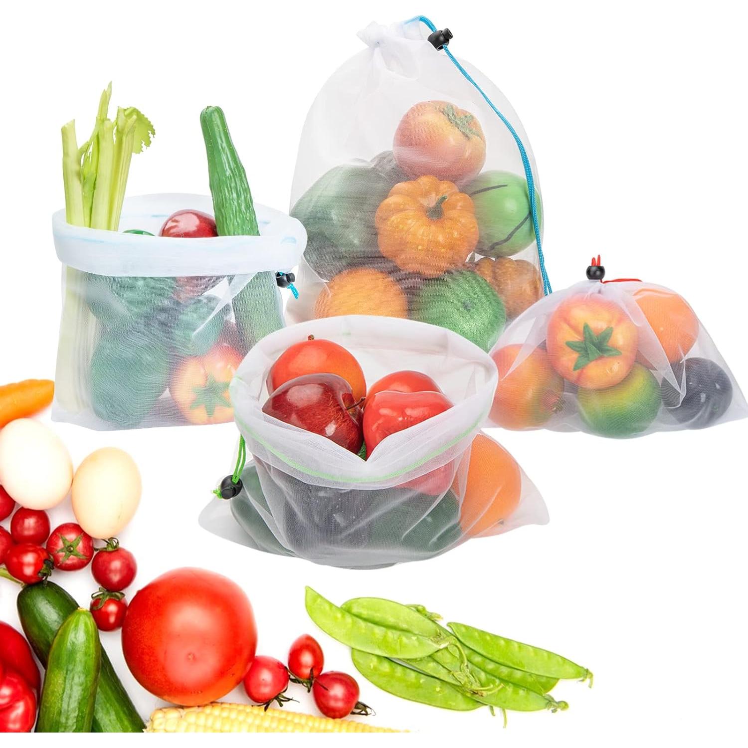 Juego de 12 Bolsas de Malla Reutilizables JSVSLTD Verde Medianas