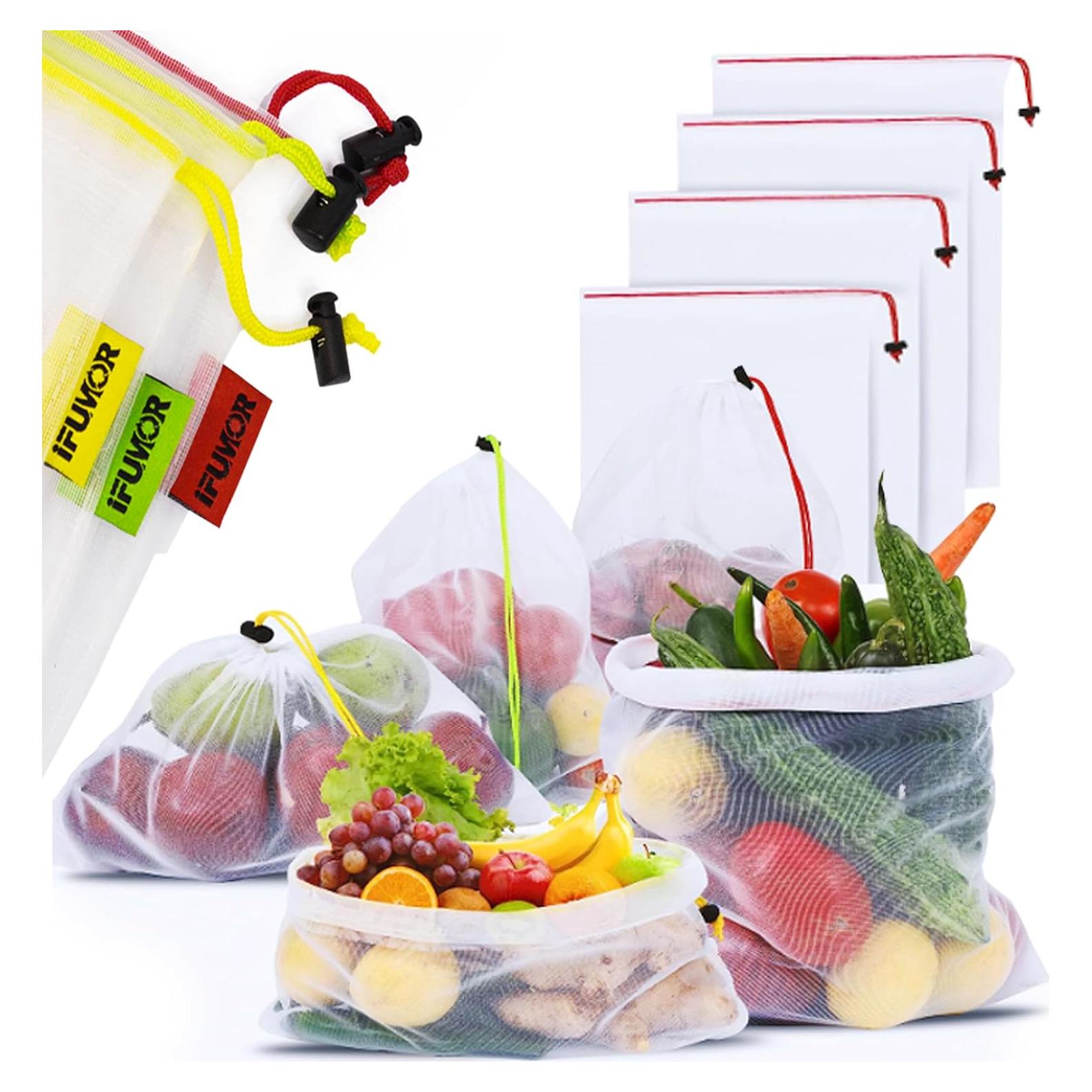 15 Bolsas de Malla Reutilizables iFUMOR Ecológicas Lavables