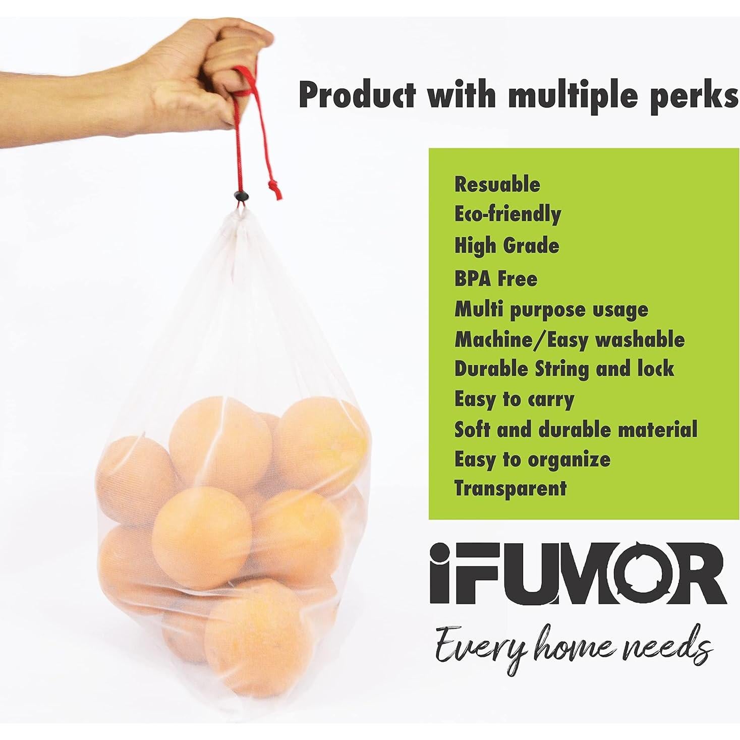 15 Bolsas de Malla Reutilizables iFUMOR Ecológicas Lavables
