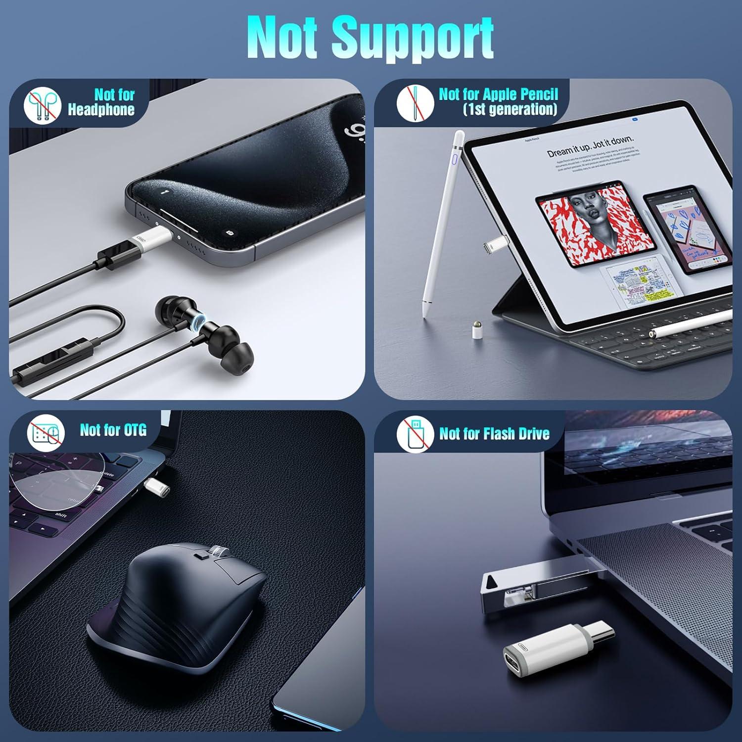 Adaptador Lightning a USB-C TiMOVO, 4 piezas, carga y datos