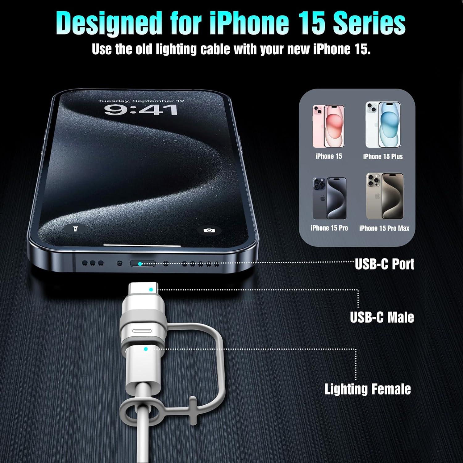 Adaptador Lightning a USB-C TiMOVO, 4 piezas, carga y datos