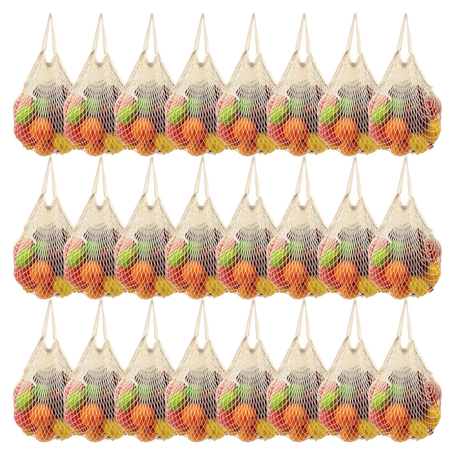 Woanger 24 Bolsas de Compras de Malla de Algodón Reutilizables