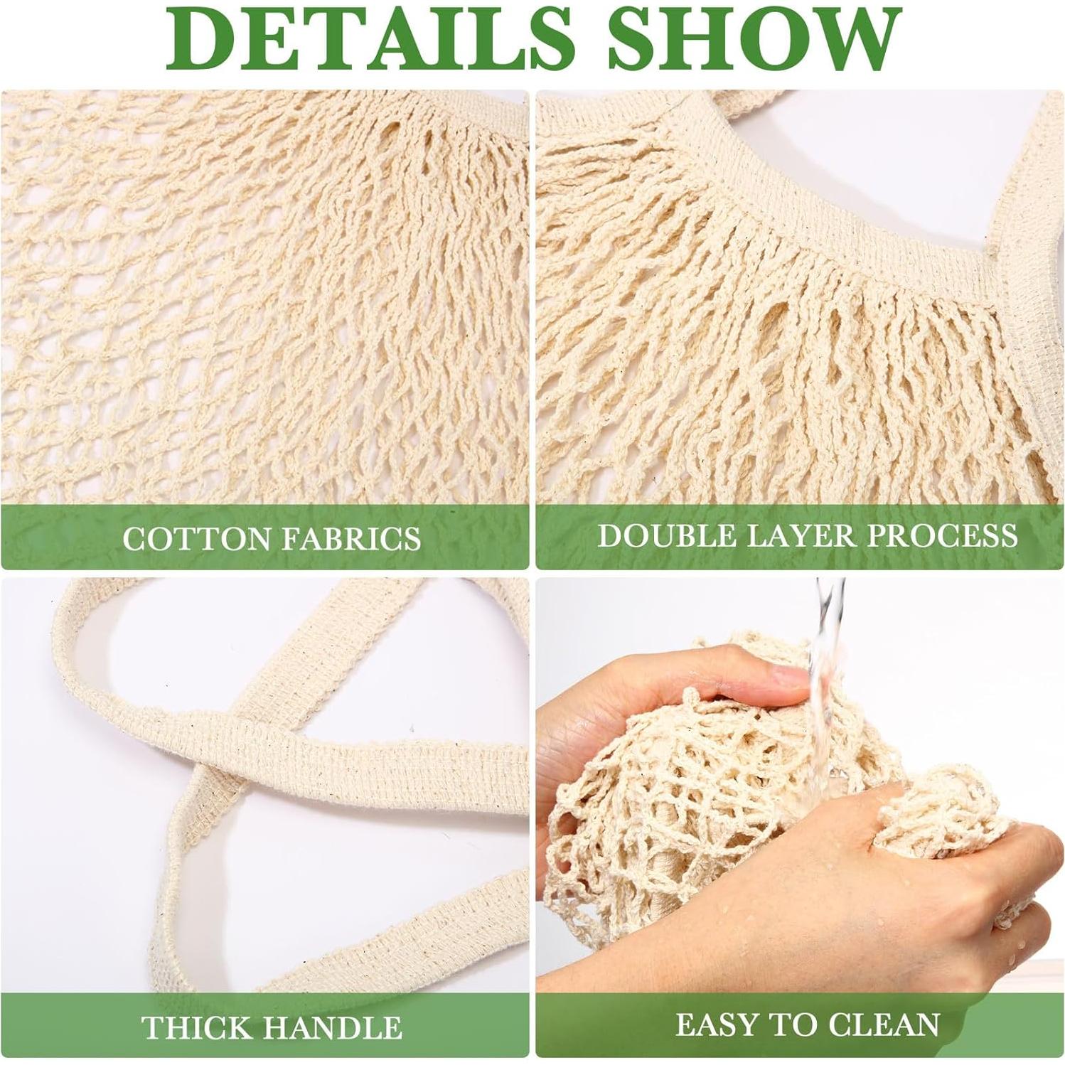 Woanger 24 Bolsas de Compras de Malla de Algodón Reutilizables