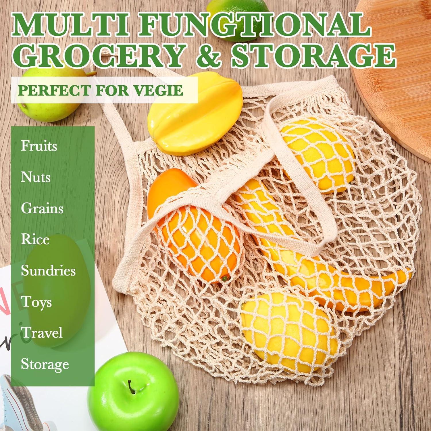 Woanger 24 Bolsas de Compras de Malla de Algodón Reutilizables