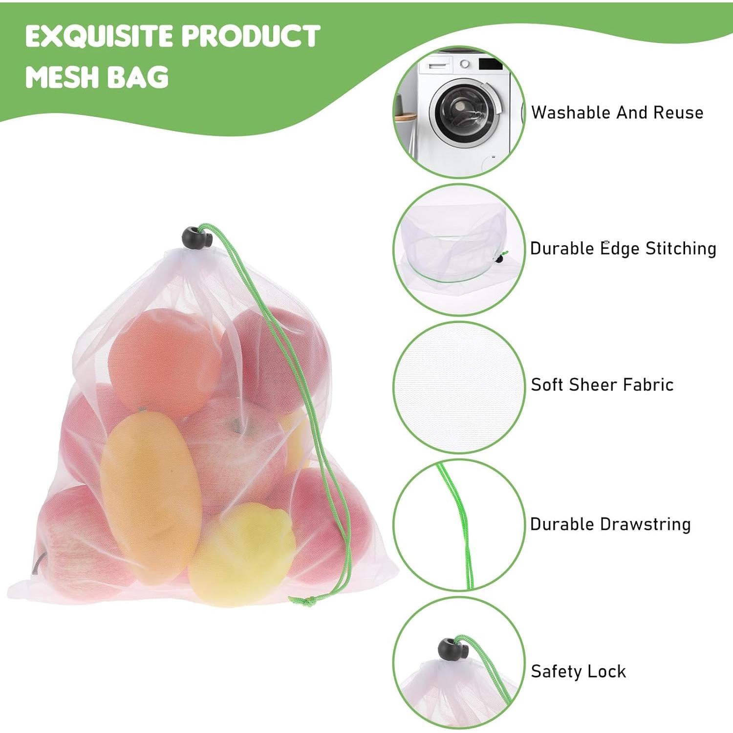 8 Bolsas Reutilizables de Malla TIESOME 35x30cm Ecológicas