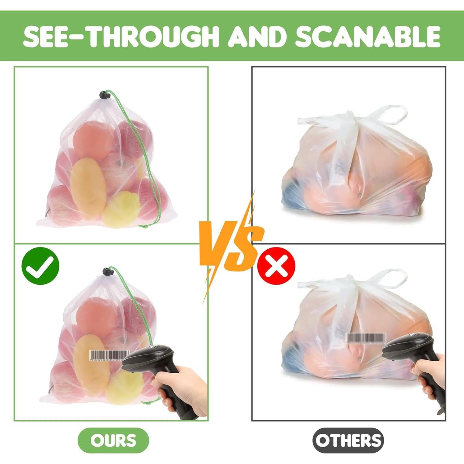 8 Bolsas Reutilizables de Malla TIESOME 35x30cm Ecológicas