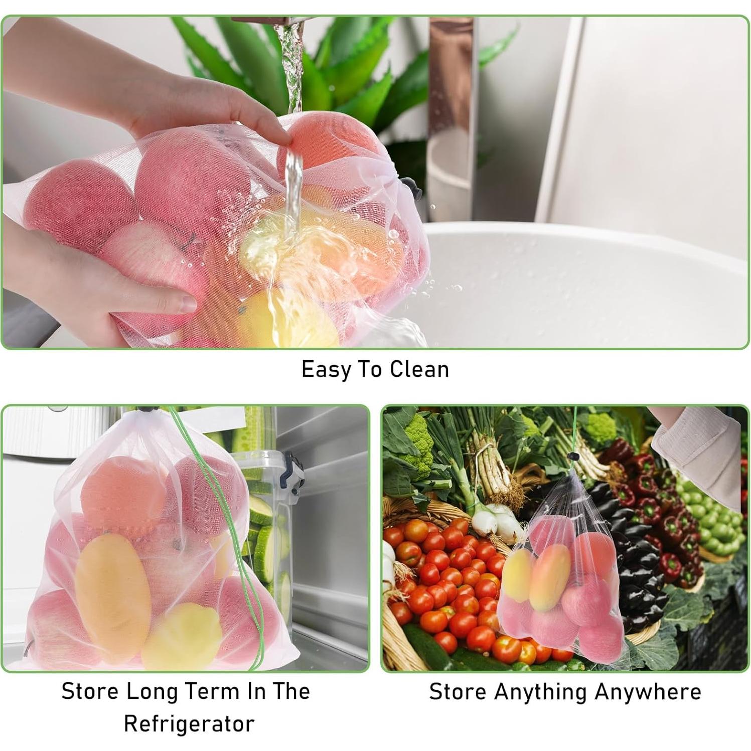 8 Bolsas Reutilizables de Malla TIESOME 35x30cm Ecológicas