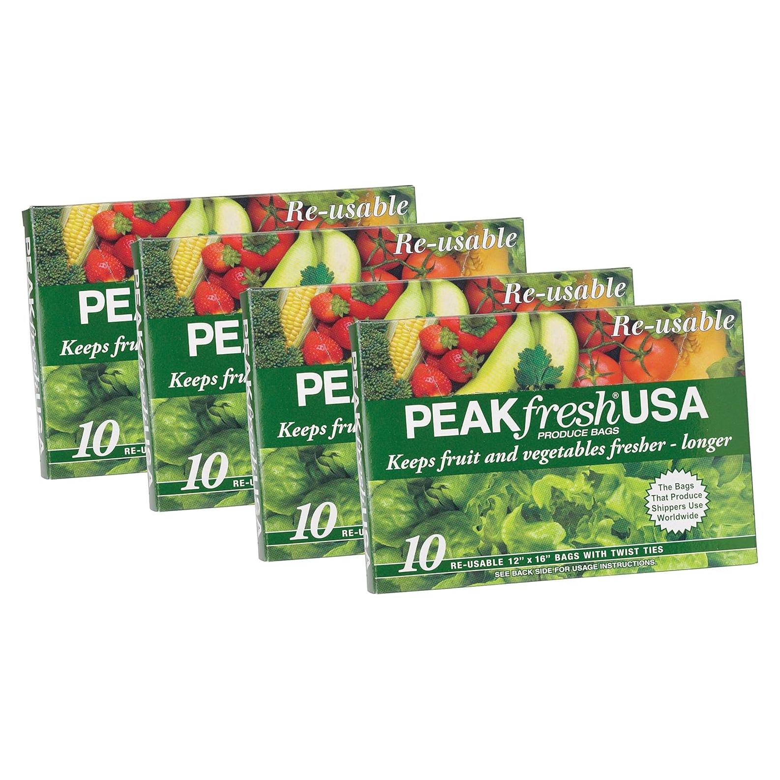 Bolsas de Producción Reutilizables Peak Fresh - 4 Paquetes de 40 Bolsas
