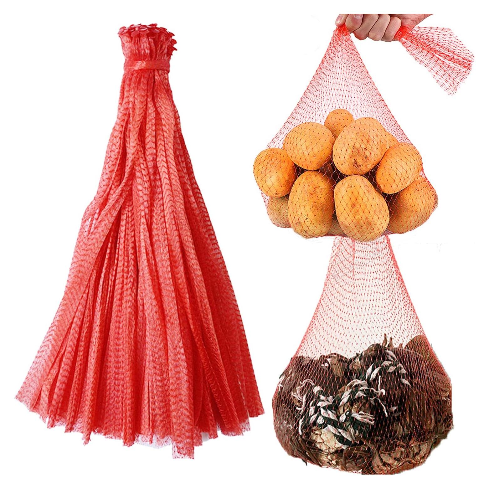 Bolsas de Malla Reutilizables 61 cm Rojo - 100 Pcs para Mariscos