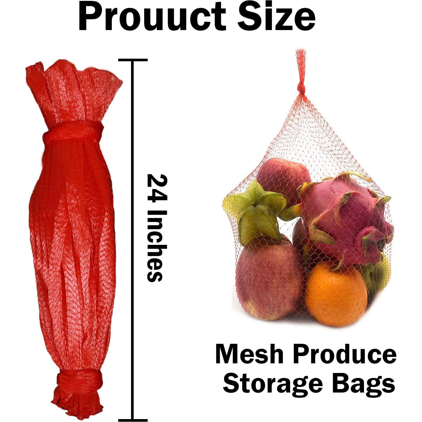 Bolsas de Malla Reutilizables 61 cm Rojo - 100 Pcs para Mariscos