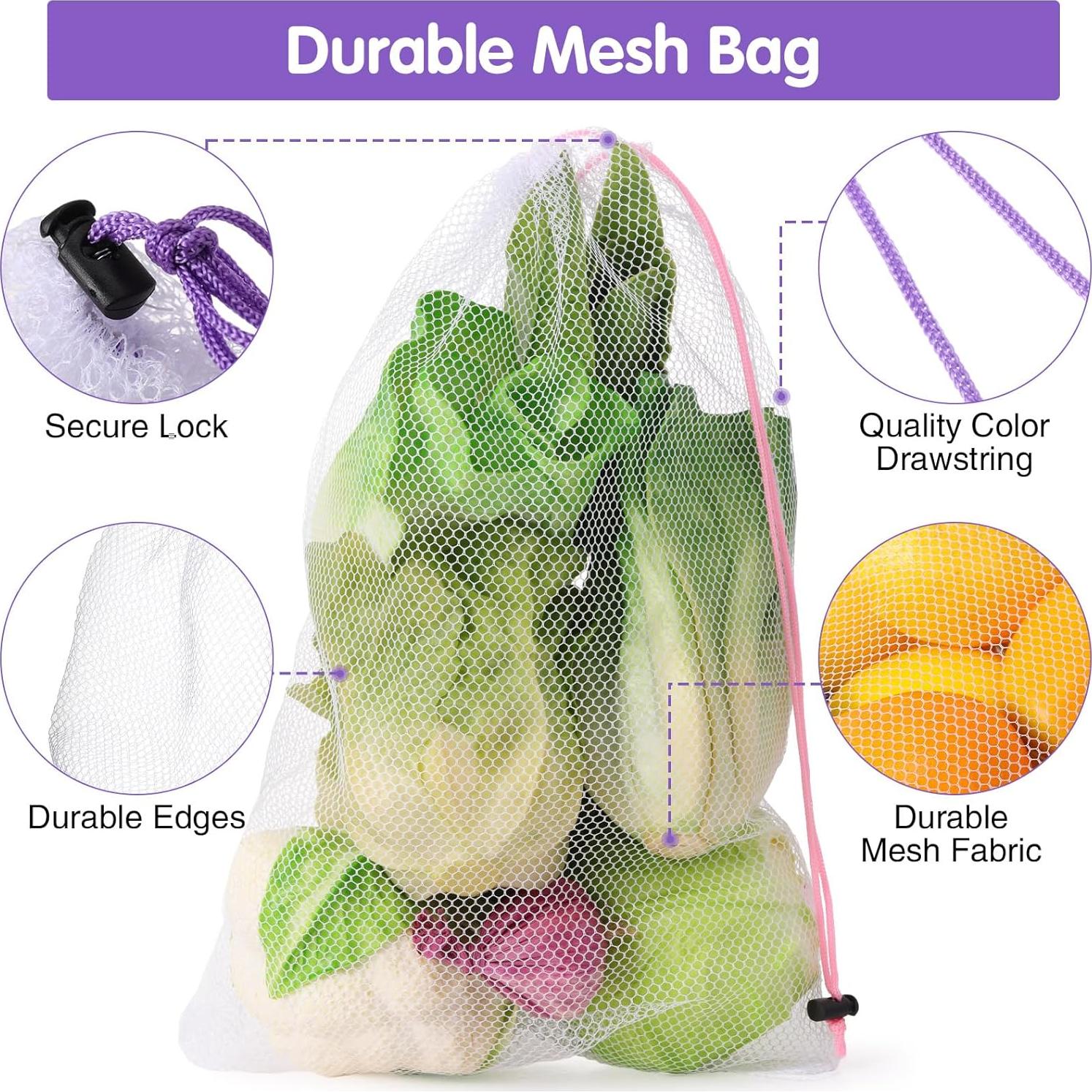 Bolsas de Malla Frienda 20 Pcs Reutilizables 3 Tamaños