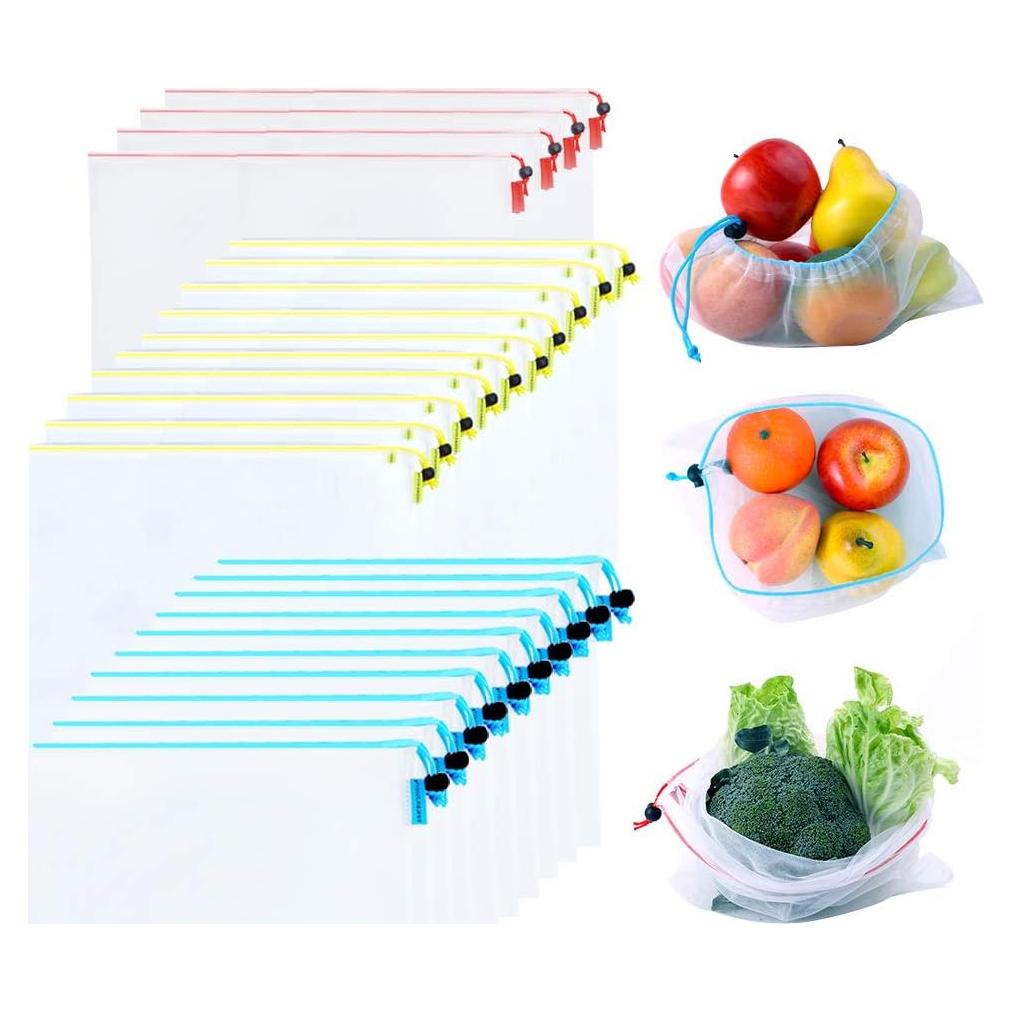 Bolsas Reutilizables Mipruct 24 Pack Malla Transparente 3 Tamaños