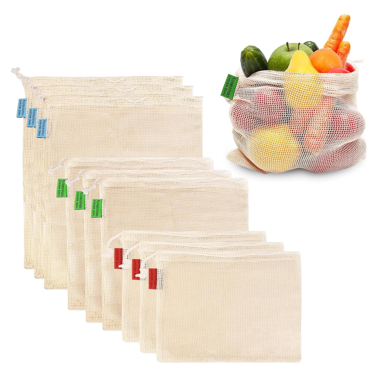 Bolsas Reutilizables de Algodón Ycsst - 9 Piezas para Verduras