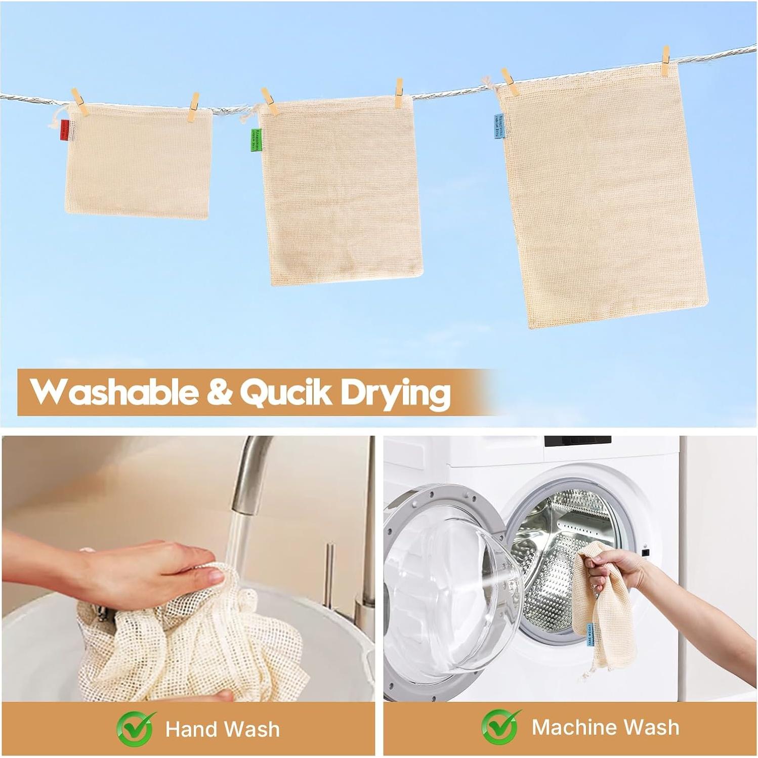 Bolsas Reutilizables de Algodón Ycsst - 9 Piezas para Verduras