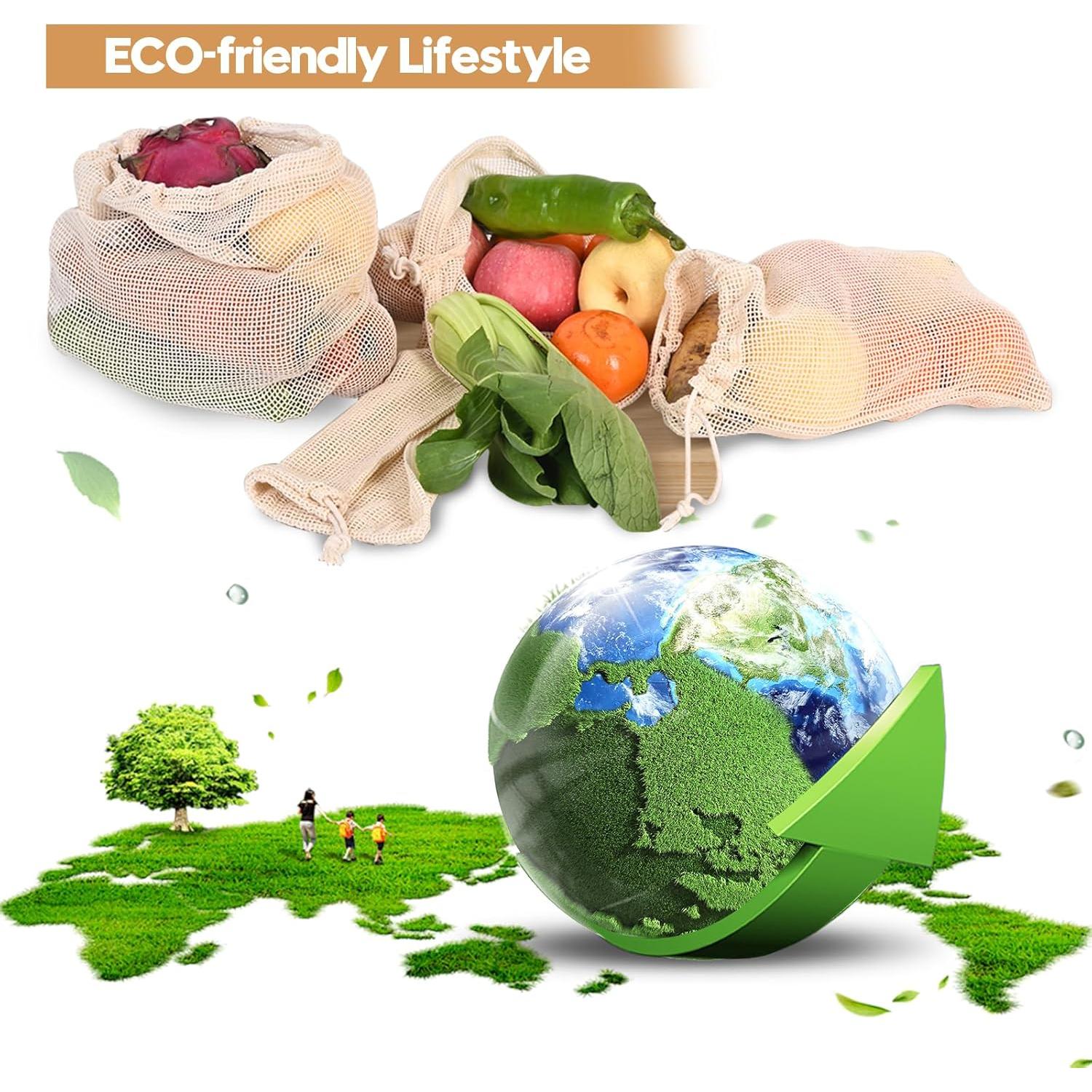 Bolsas Reutilizables de Algodón Ycsst - 9 Piezas para Verduras