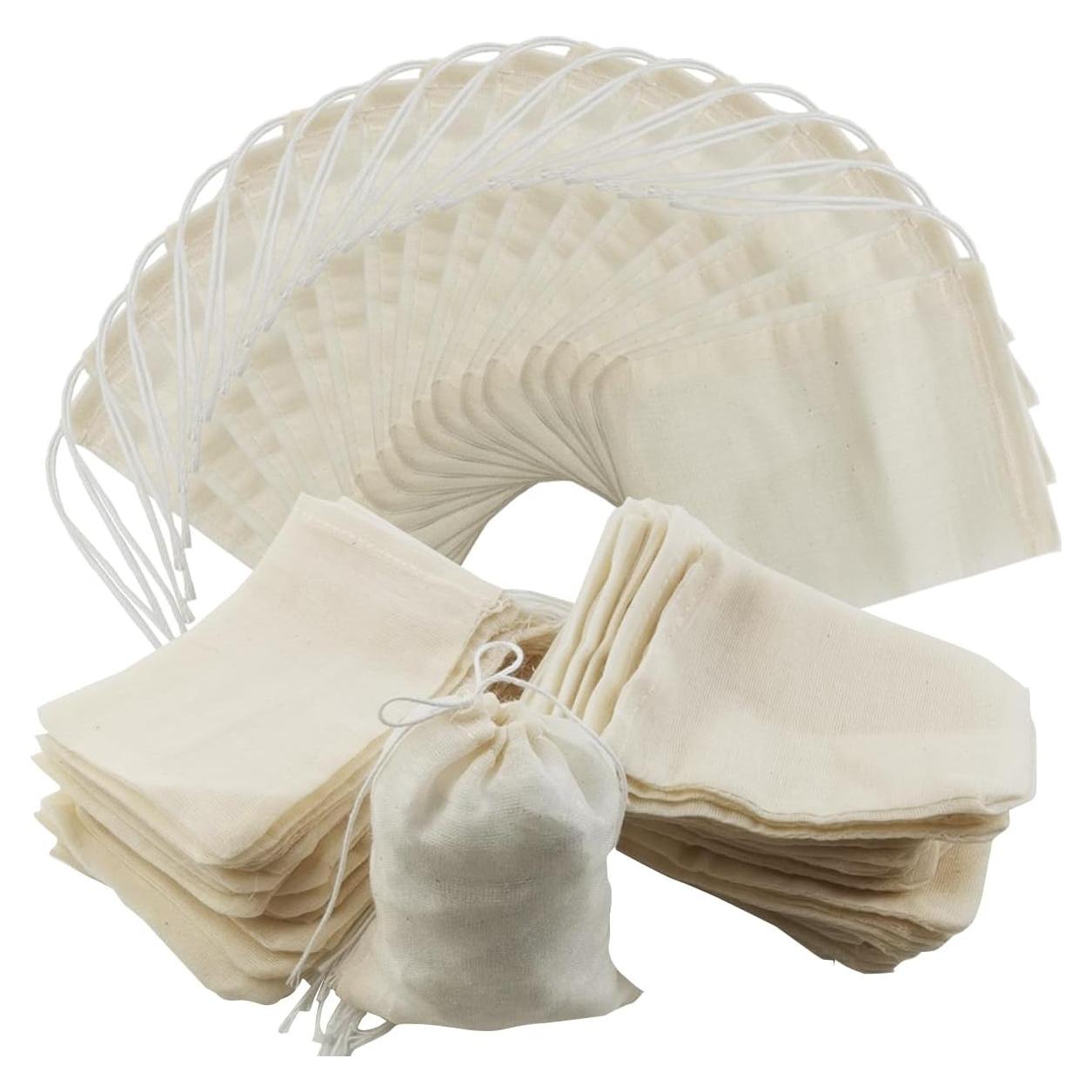 60 Bolsas de Té Reutilizables RONYOUNG 10x7.6 cm Beige