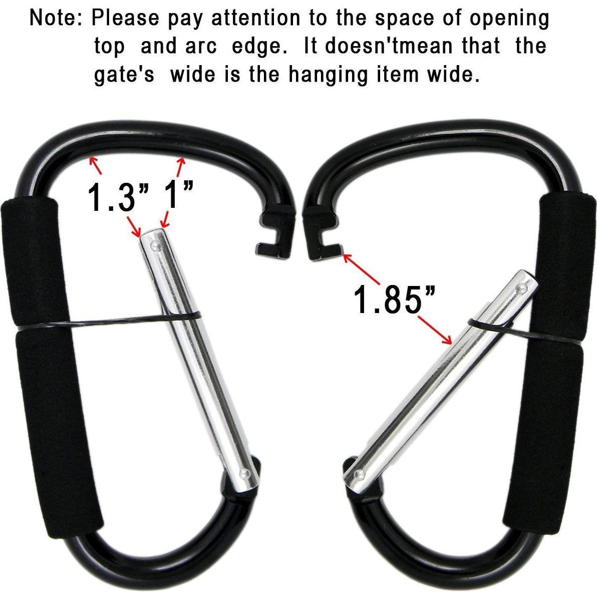 Ganchos de cochecito Newraturner 2 pcs Aluminio Negro/Rosa